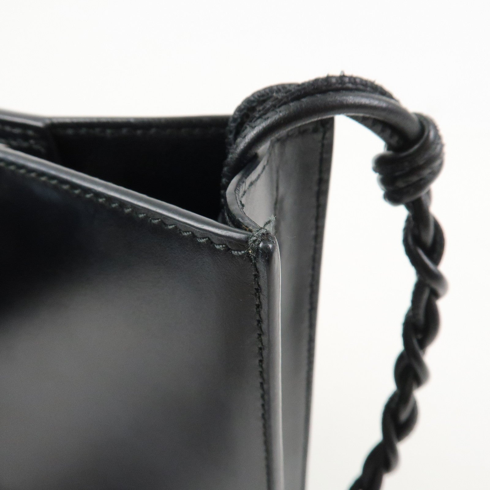 JIL SANDER Tangle Small Logo Leather Shoulder Bag Hand Bag Black