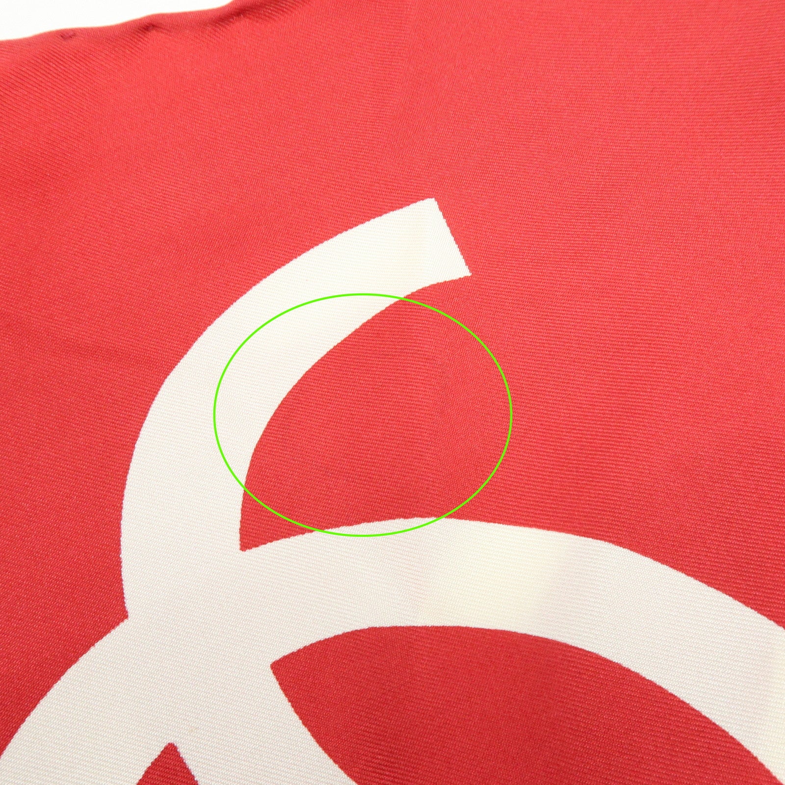 CHANEL COCO Mark Silk 100% Scarf Red White