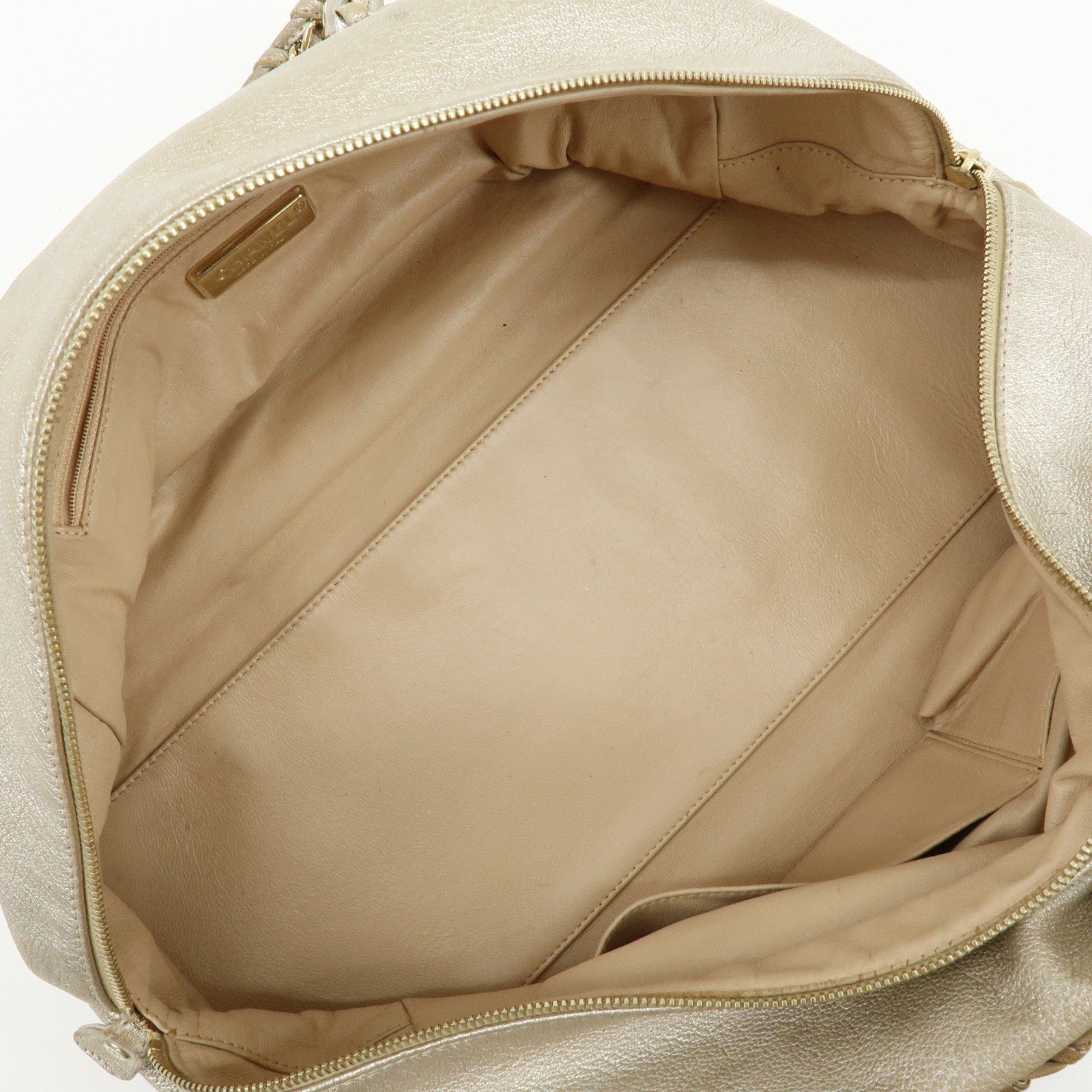 CHANEL COCO Mark Calfskin Boston Bag Shoulder Bag Silver