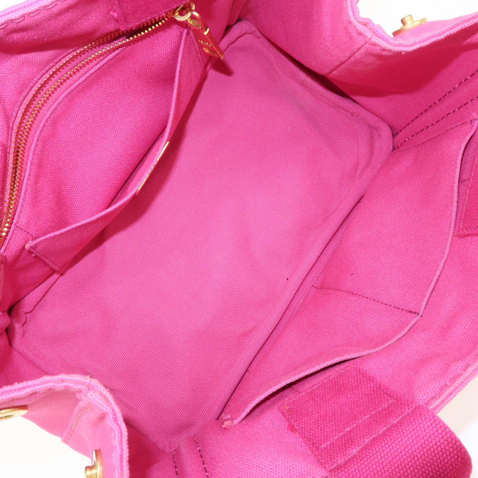 PRADA Logo Canapa Mini Canvas Tote Bag Hand Bag Pink BN2439 Used