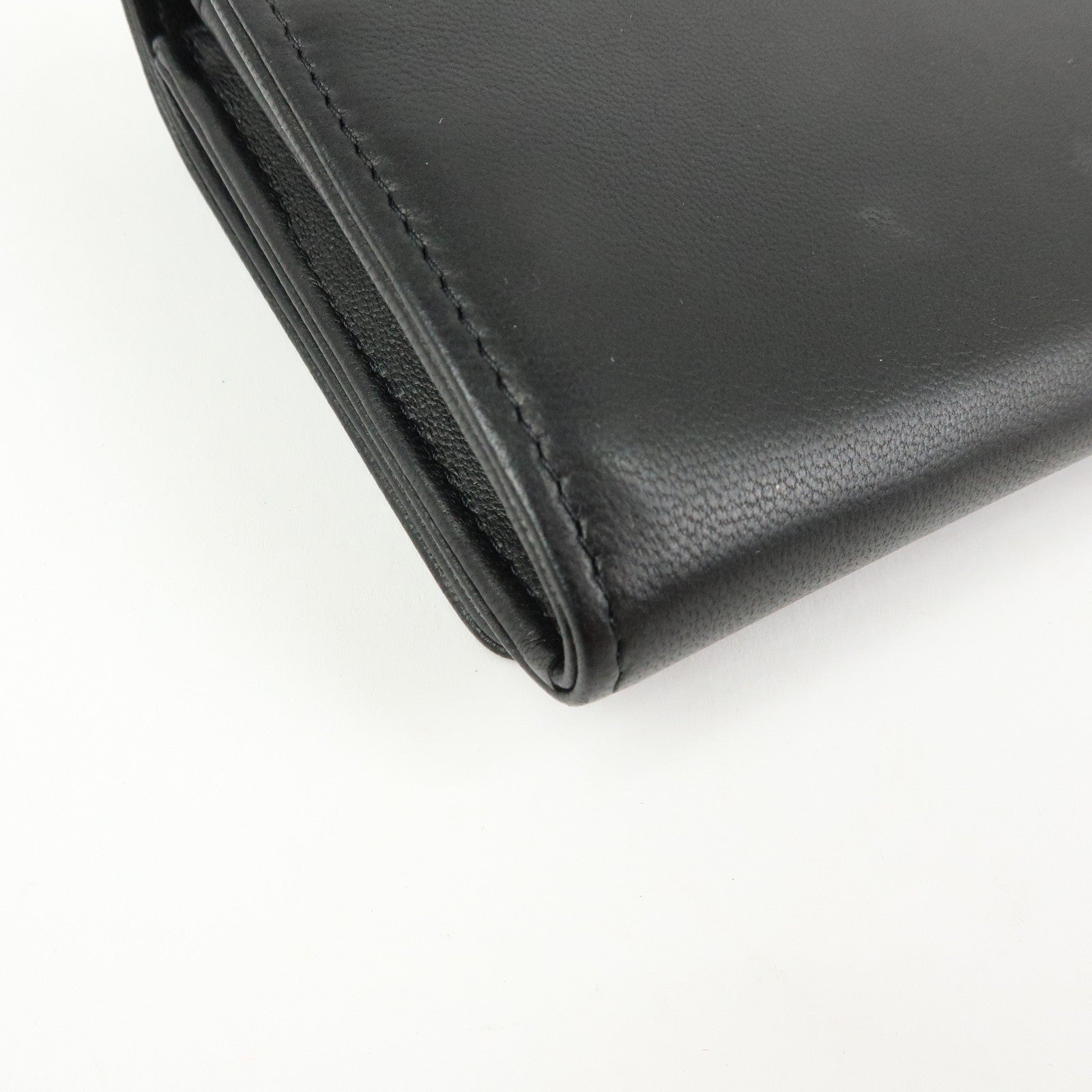 CHANEL Airline COCO Mark Lamb Skin Long Wallet Black A80896
