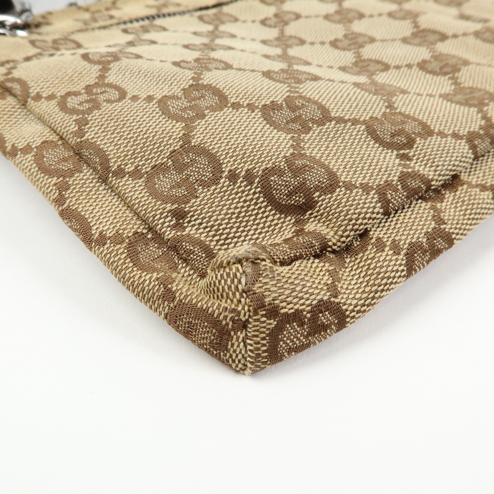 GUCCI GG Canvas Leather Waist Pouch Body Bag Beige Brown 28566