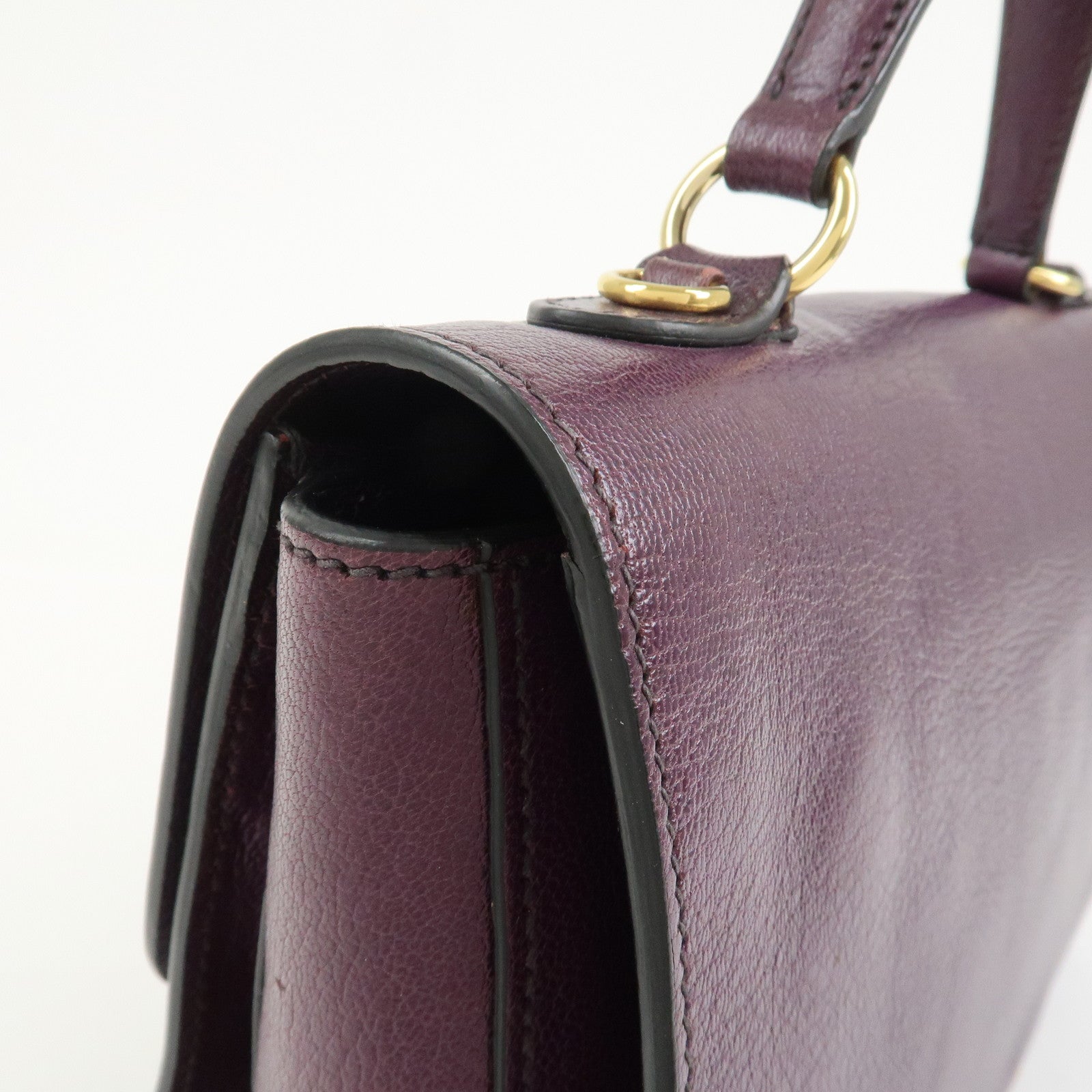 MIU MIU Logo Leather 2Way Shoulder Bag Hand Bag Purple RN0726