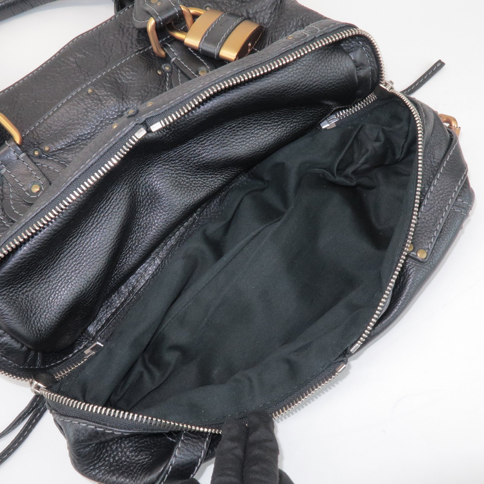 Chloe Paddington Leather Tote Bag Hand Bag Black