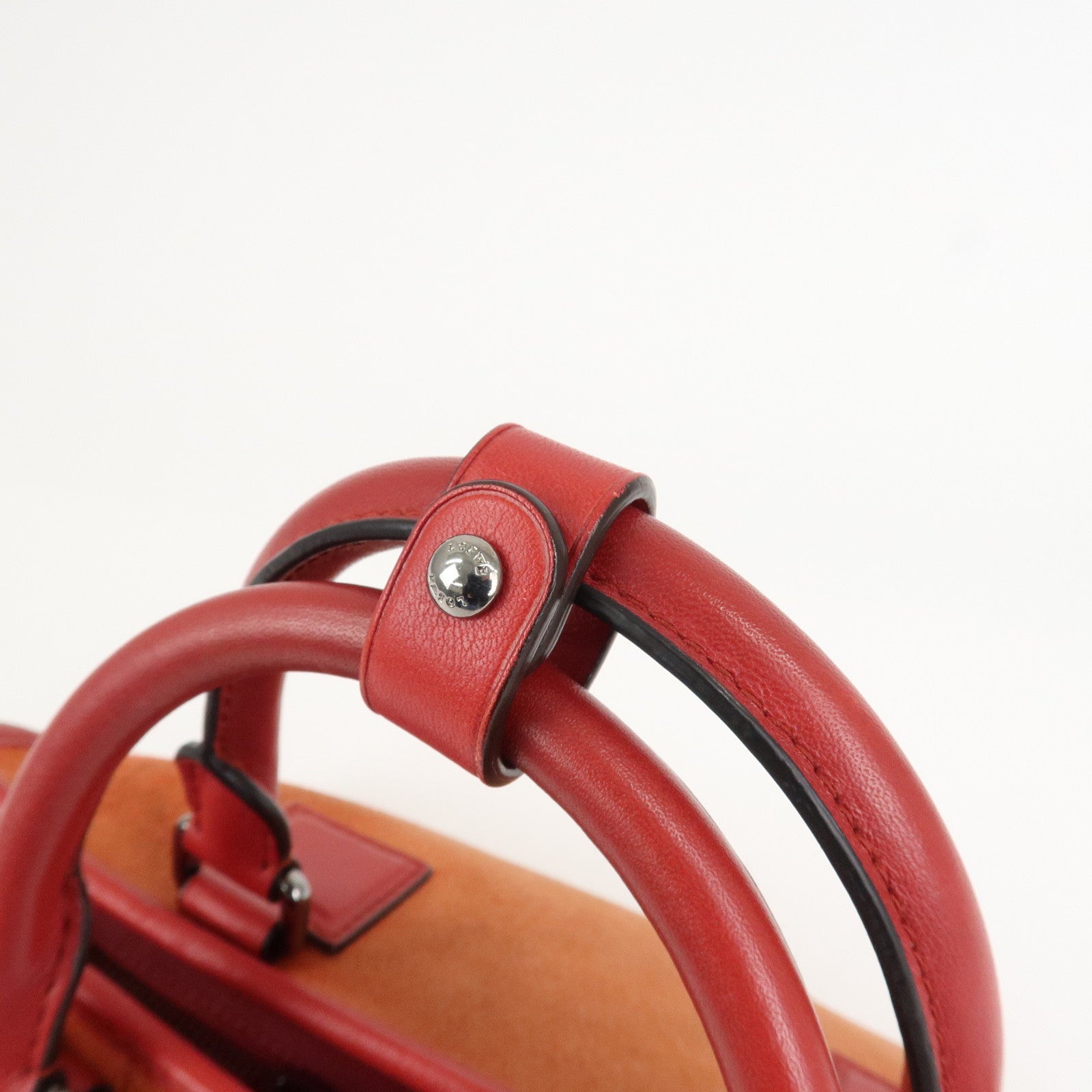 LOEWE Anagram Leather Suede Amazona 28 Hand Bag Orange Red