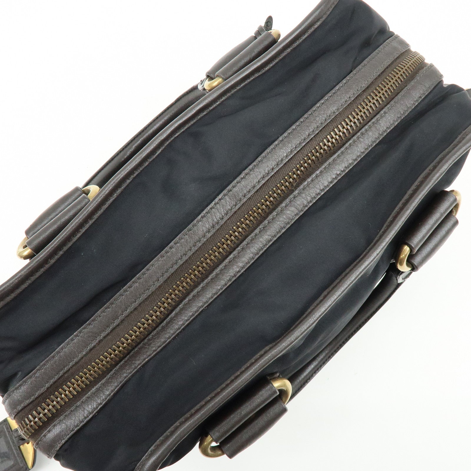 PRADA Triangle Logo Nylon Leather 2Way Hand Shoulder Bag Black