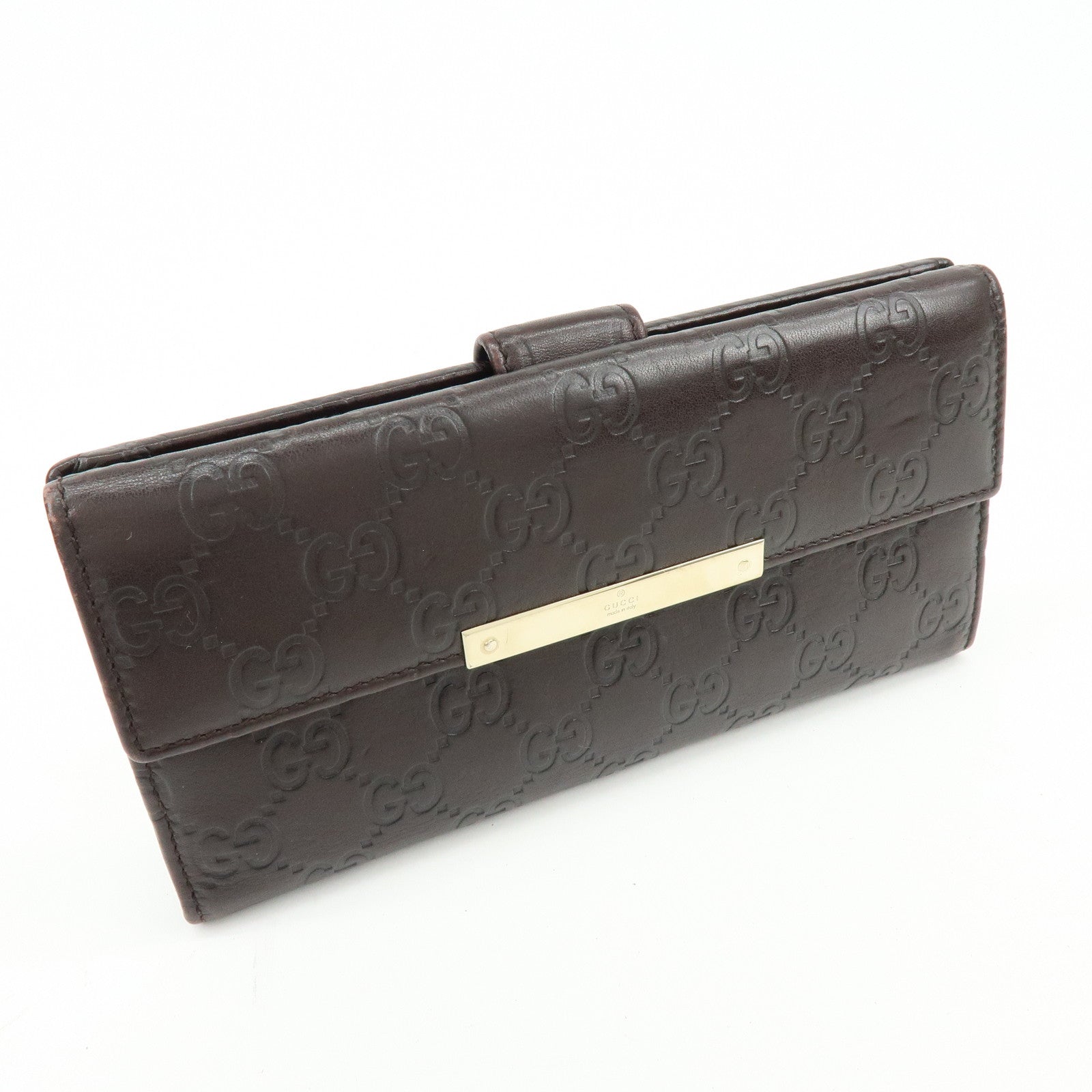 GUCCI Guccissima Leather Long Wallet Dark Brown 112715