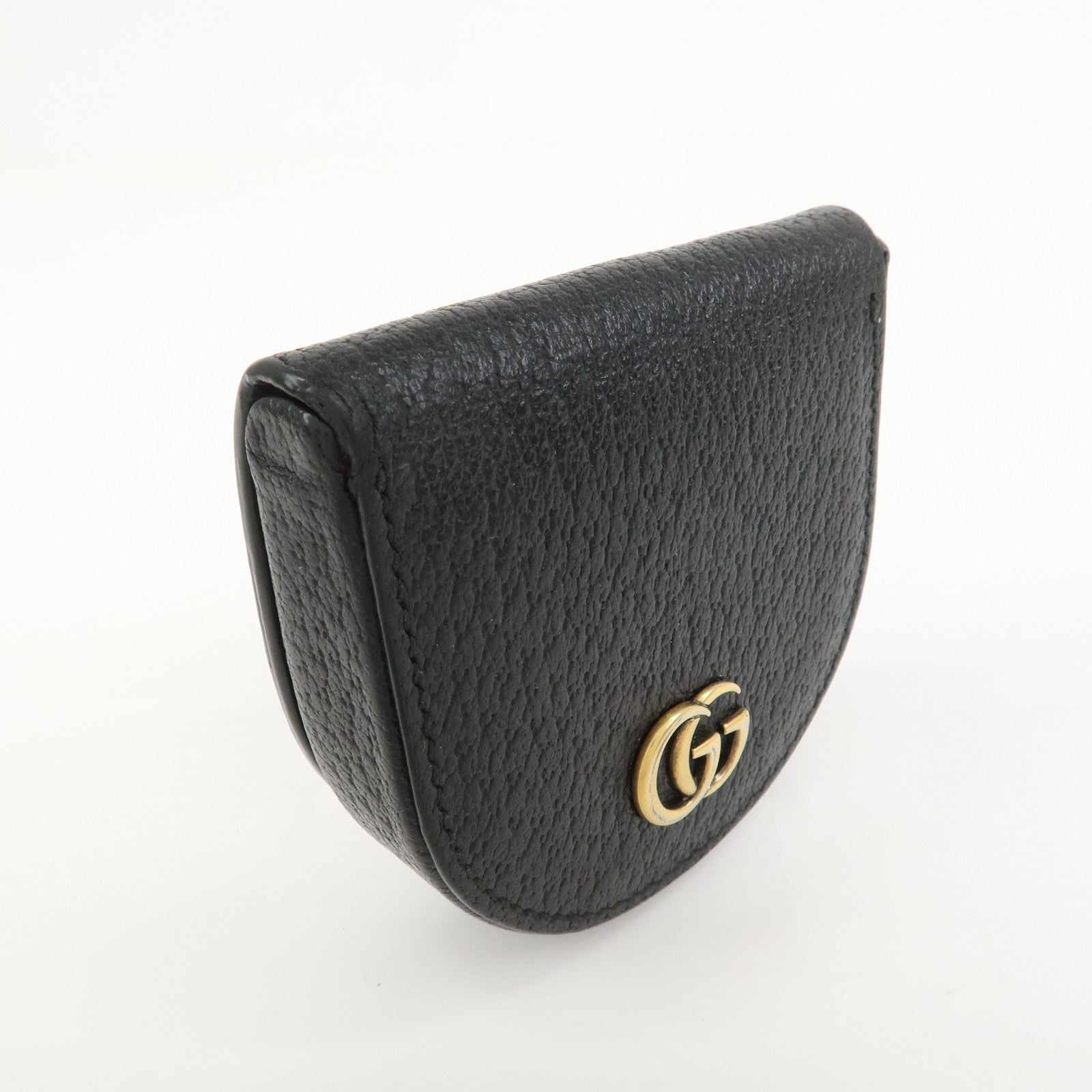 GUCCI GG Marmont Leather Compact Wallet Coin Case Black 450940