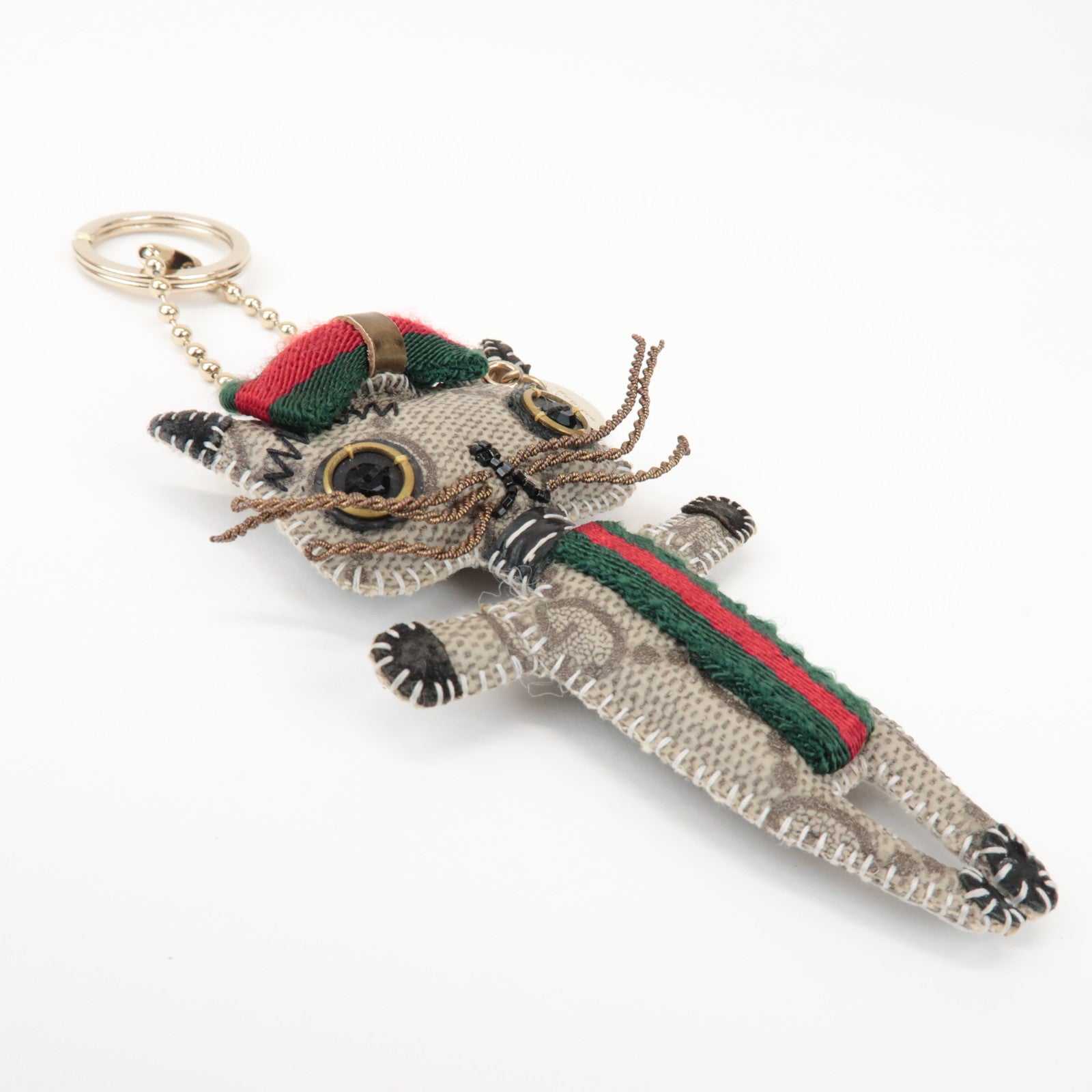 GUCCI Sherry GG Plus Gucciori Christina Bag Charm Key Holder Beige