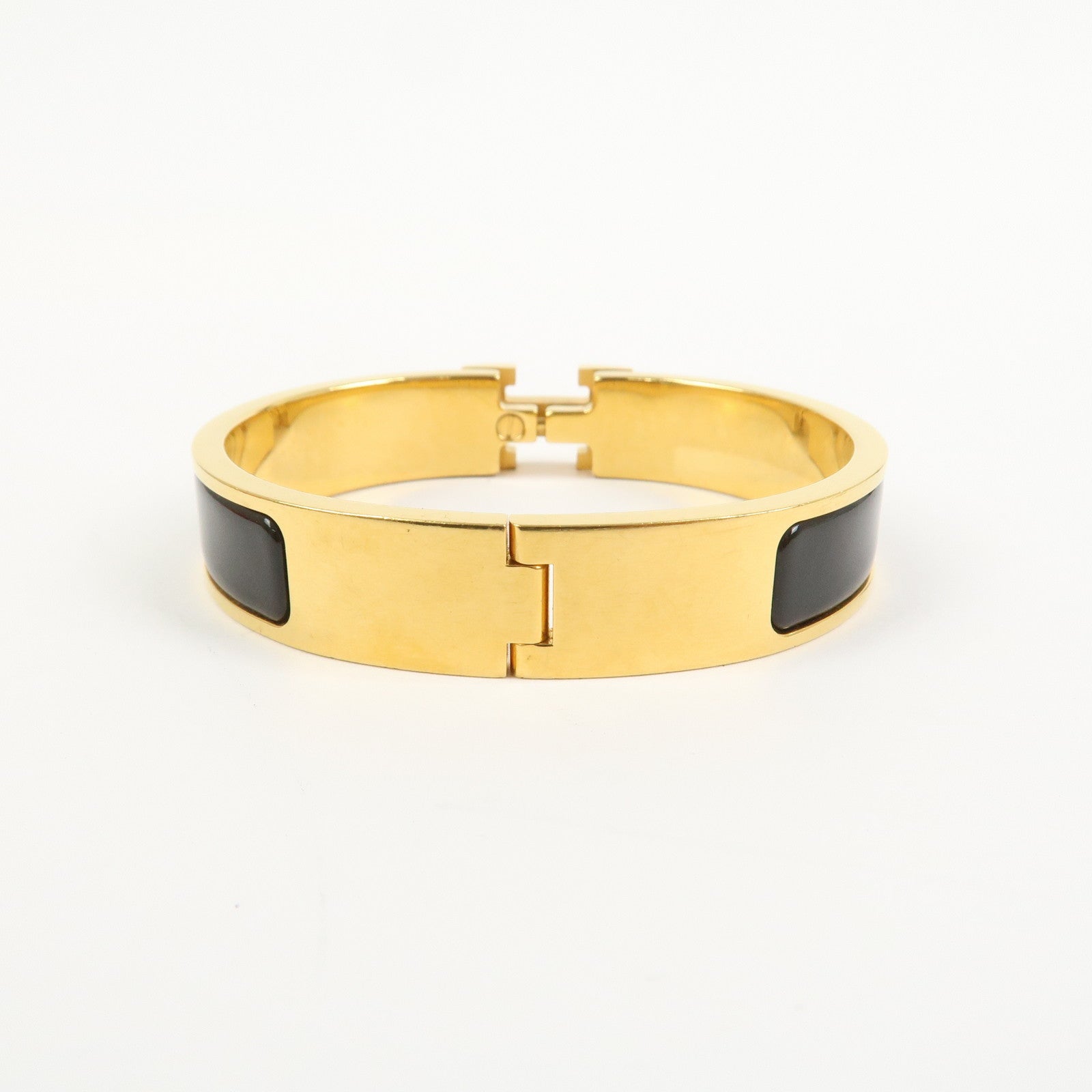 HERMES Clic Clac PM Metal Bracelet Black Gold