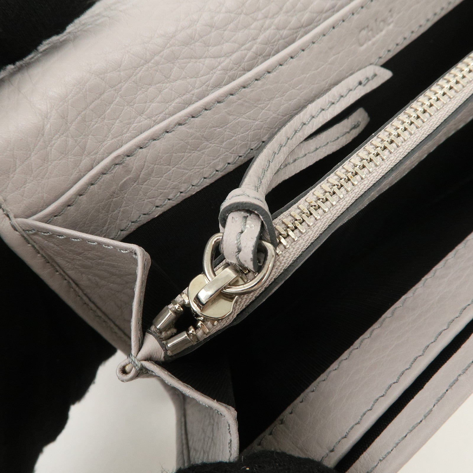 Chloe Paddington Leather Bi-fold Long Wallet Gray Used