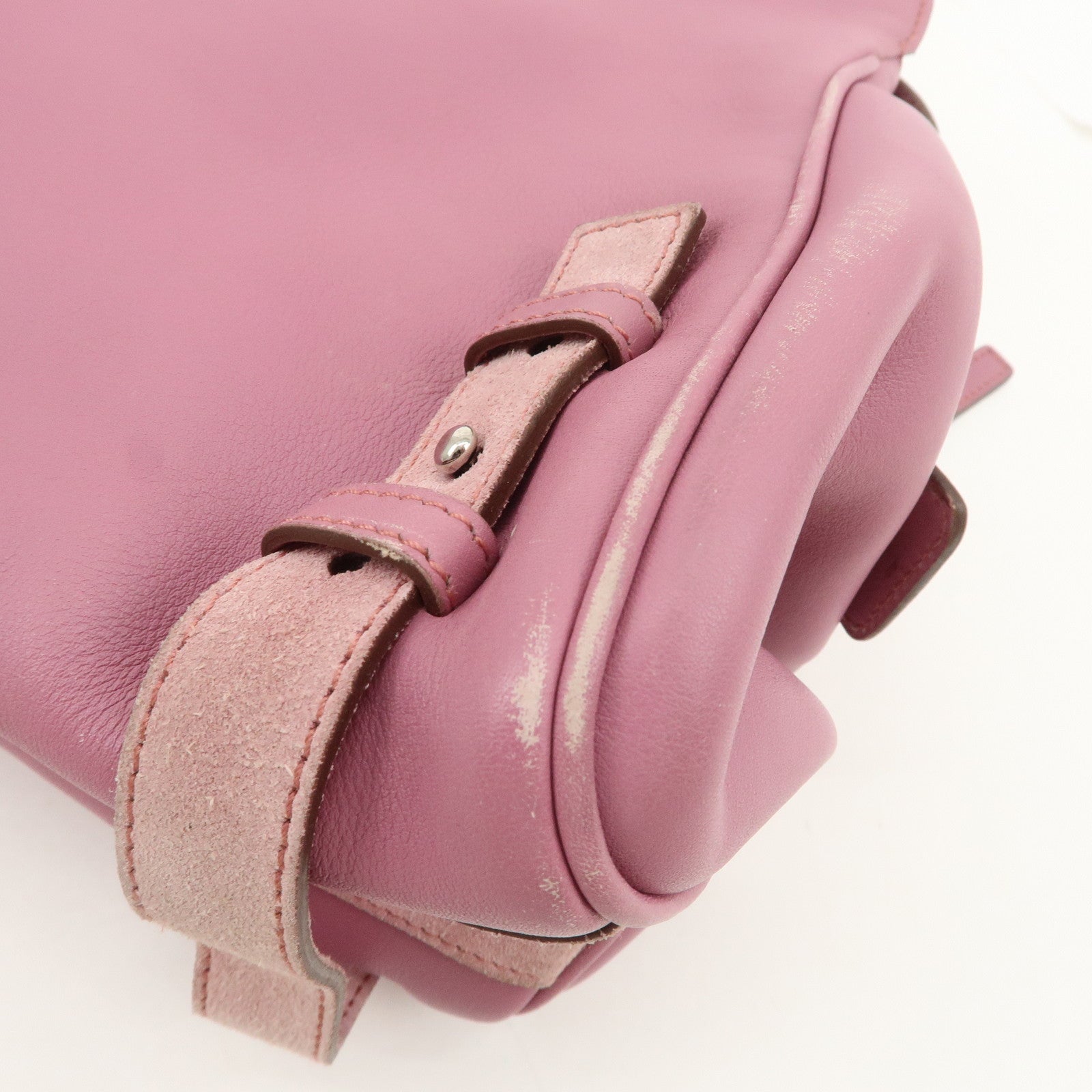 Ferragamo Gancini Leather Suede Shoulder Bag Hand Bag Pink