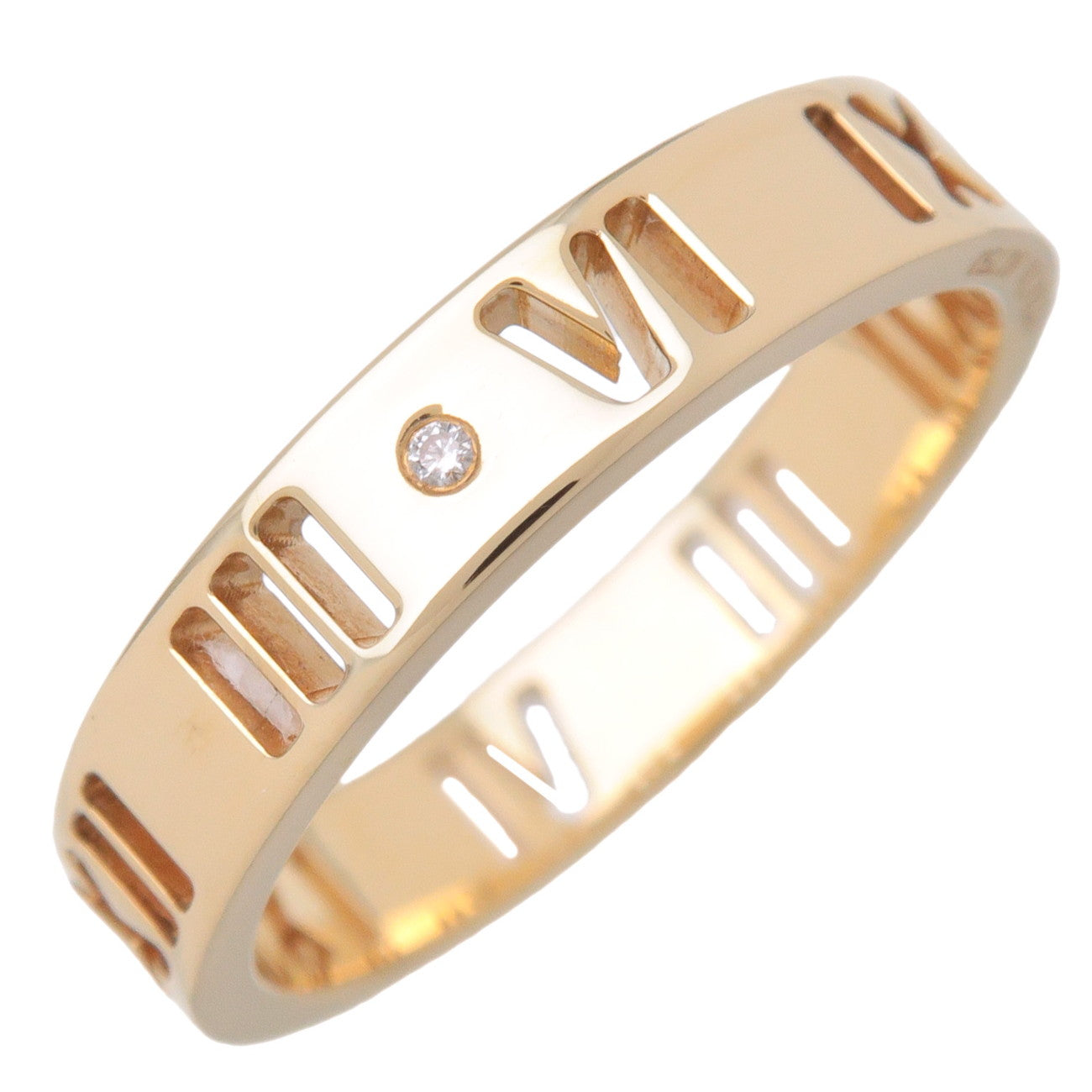 Tiffany&Co. Pierced Atlas 4P Diamond Ring K18 #48 Yellow Gold US4.5