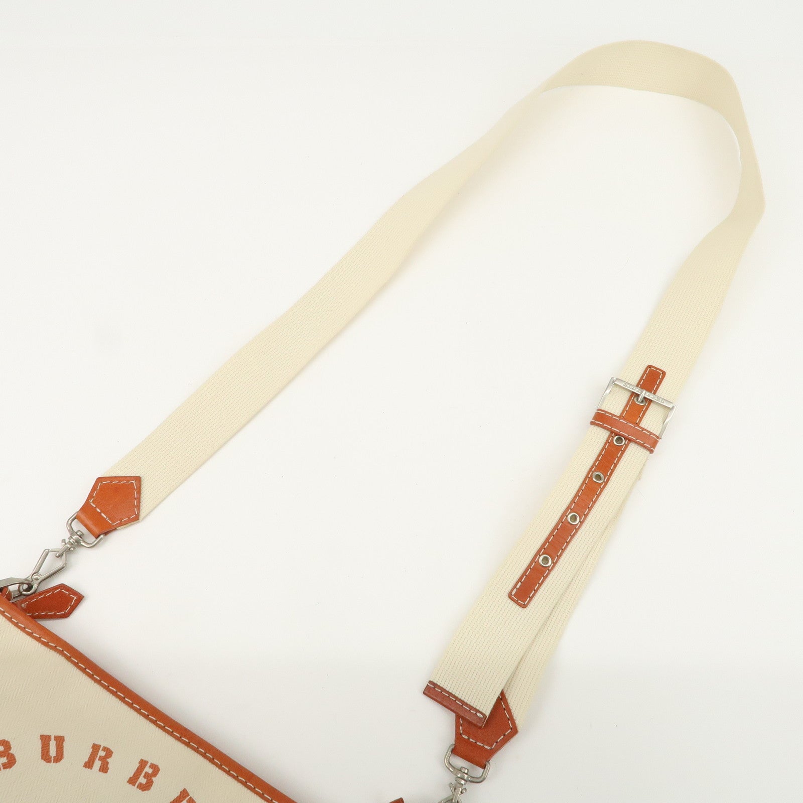 BURBERRY Blue Label Canvas Leather Shoulder Bag Ivory Brown