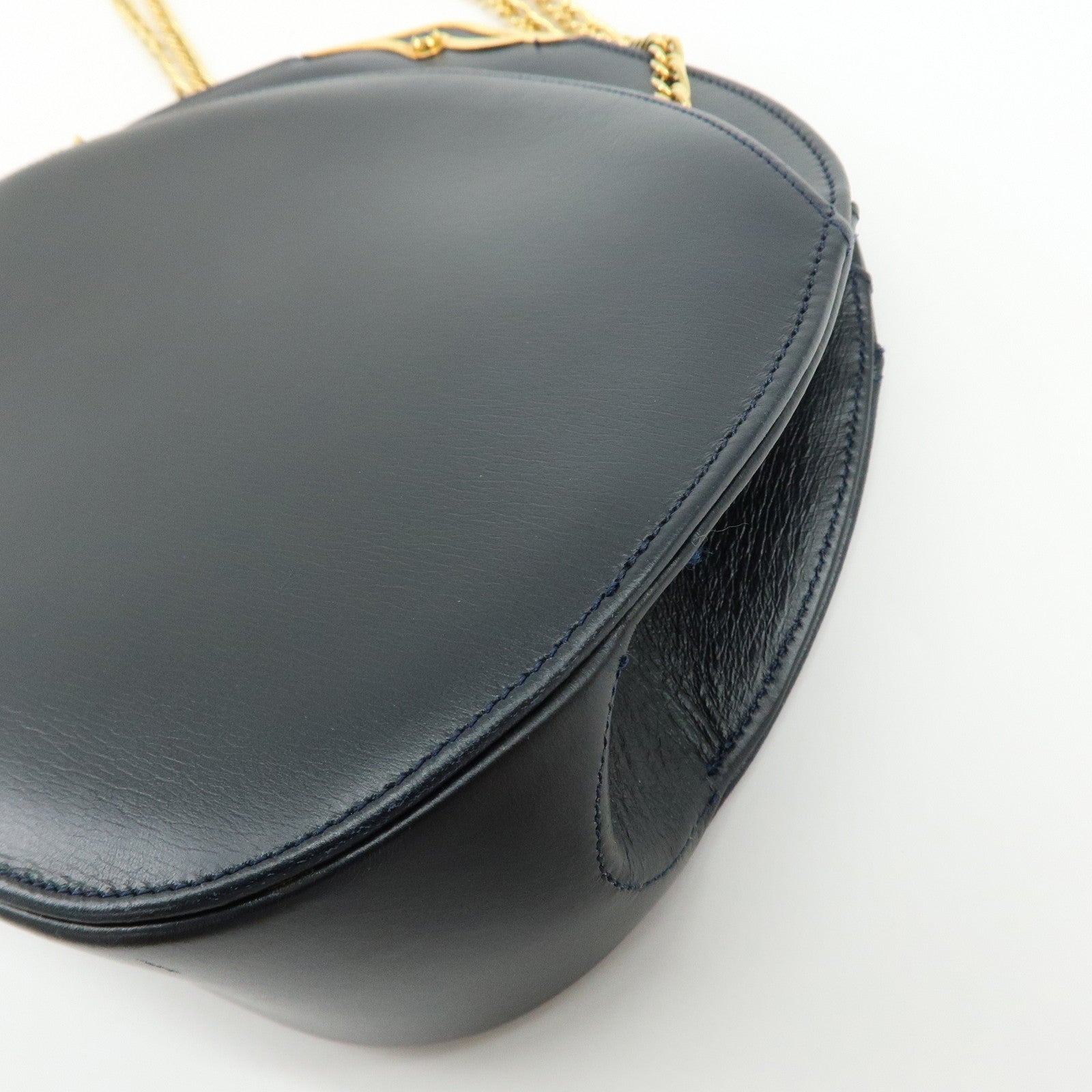 Cartier Sapphire Line Calf Leather Chain Shoulder Bag Navy