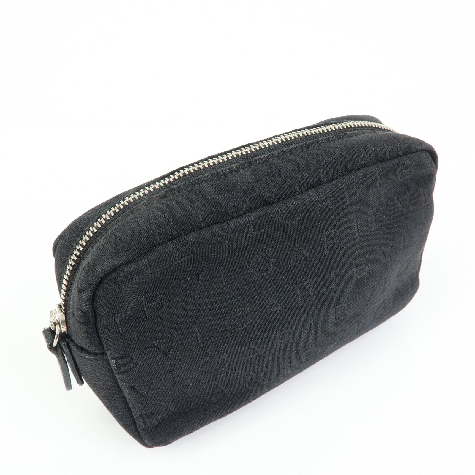 BVLGARI Logo Canvas Pouch Cosmetic Pouch Accessary Pouch Black