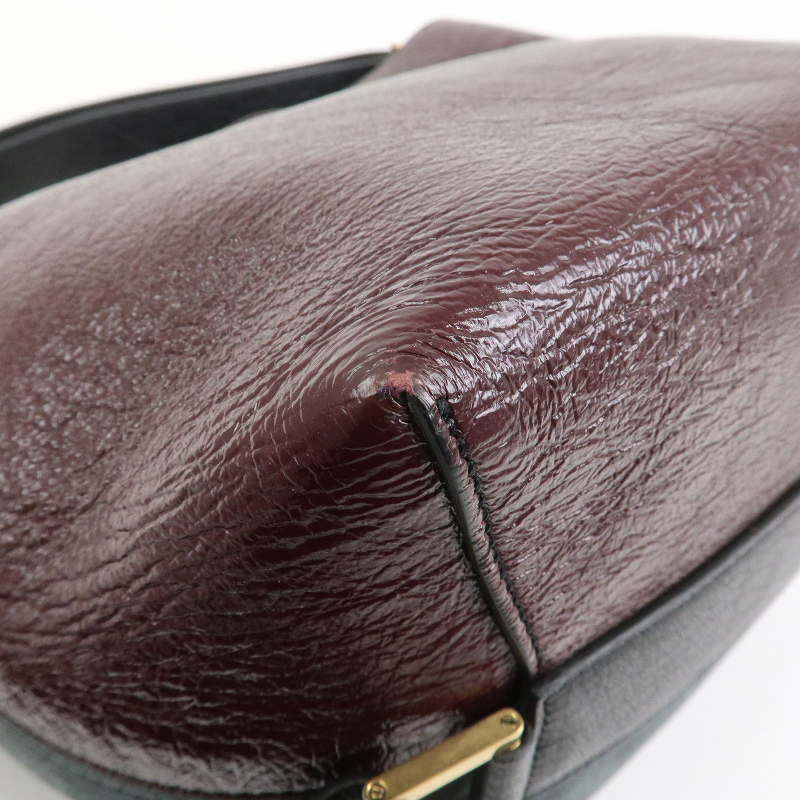 GIVENCHY Suede Leather Hand Bag Shoulder Bag Gray Bordeaux Black