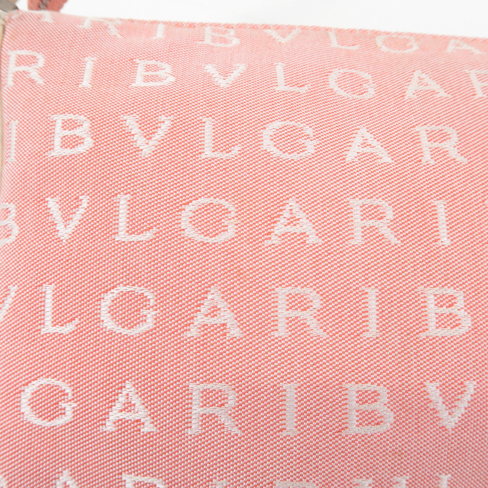 BVLGARI Logo Mania Leather Canvas Shoulder Bag Hand Bag Pink Used