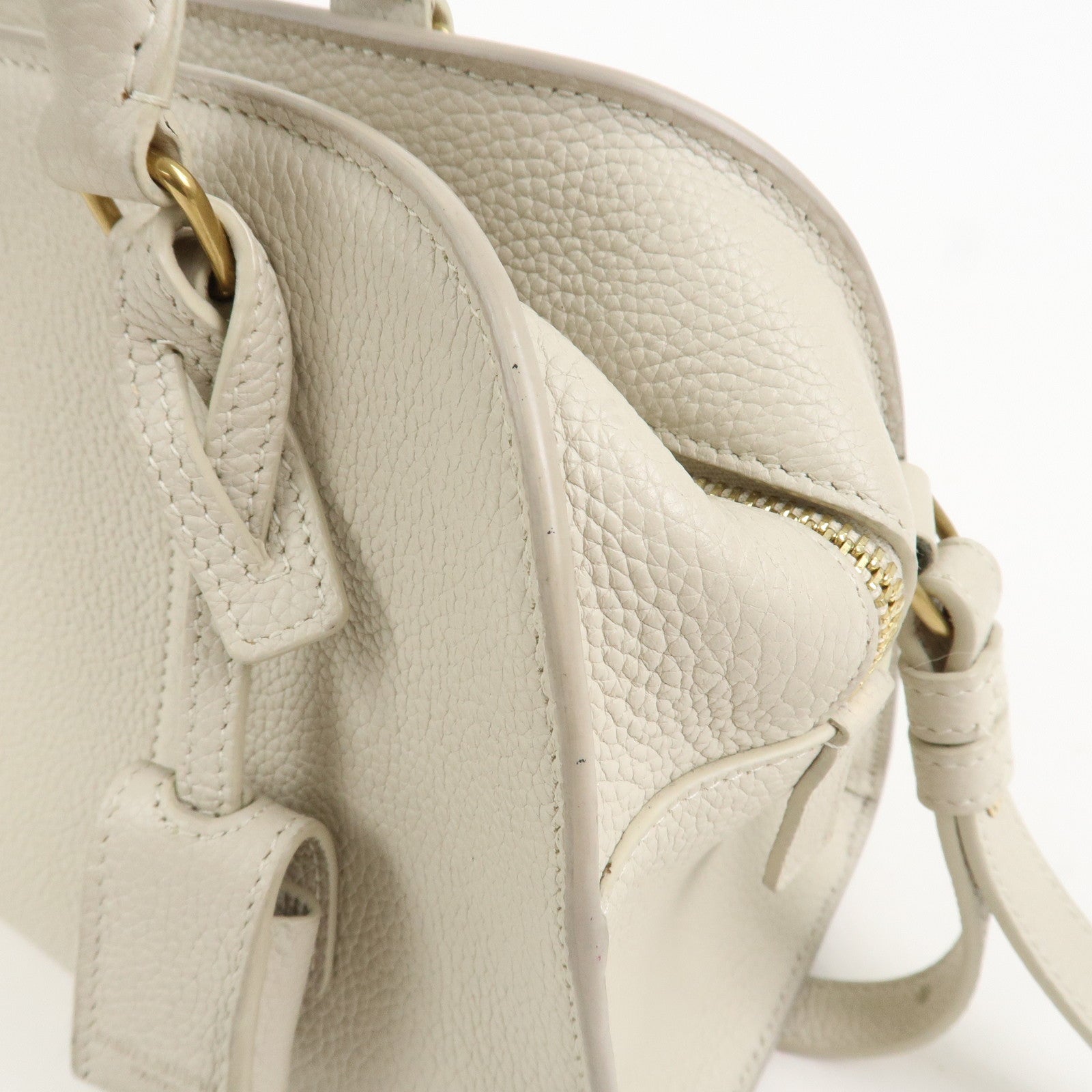 SAINT LAURENT Duffle Lock Leather 2Way Bag Hand Beige