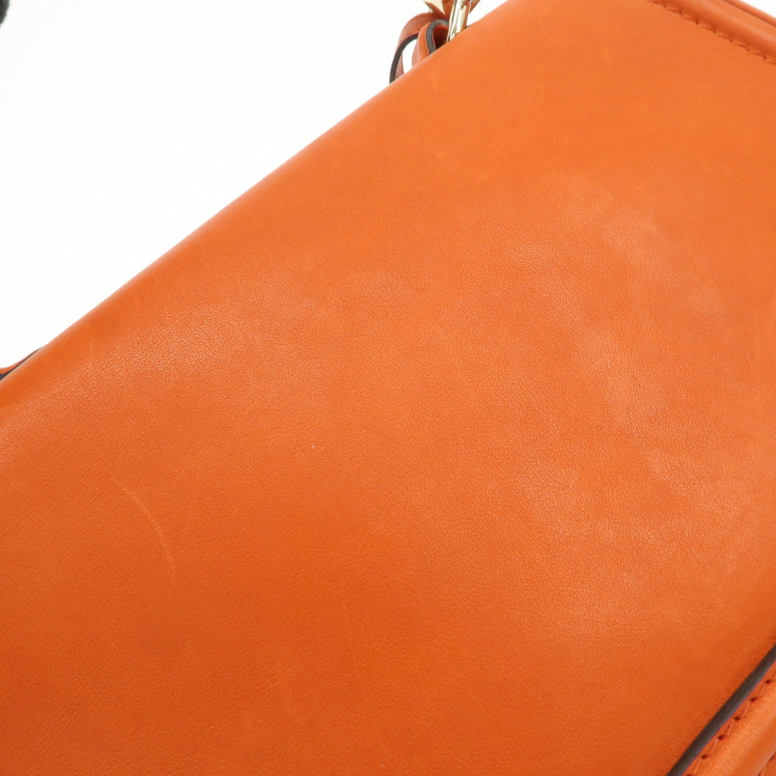 GUCCI Bamboo Leather 2Way Bag Hand Bag Shoulder Bag Orange 254884 Used