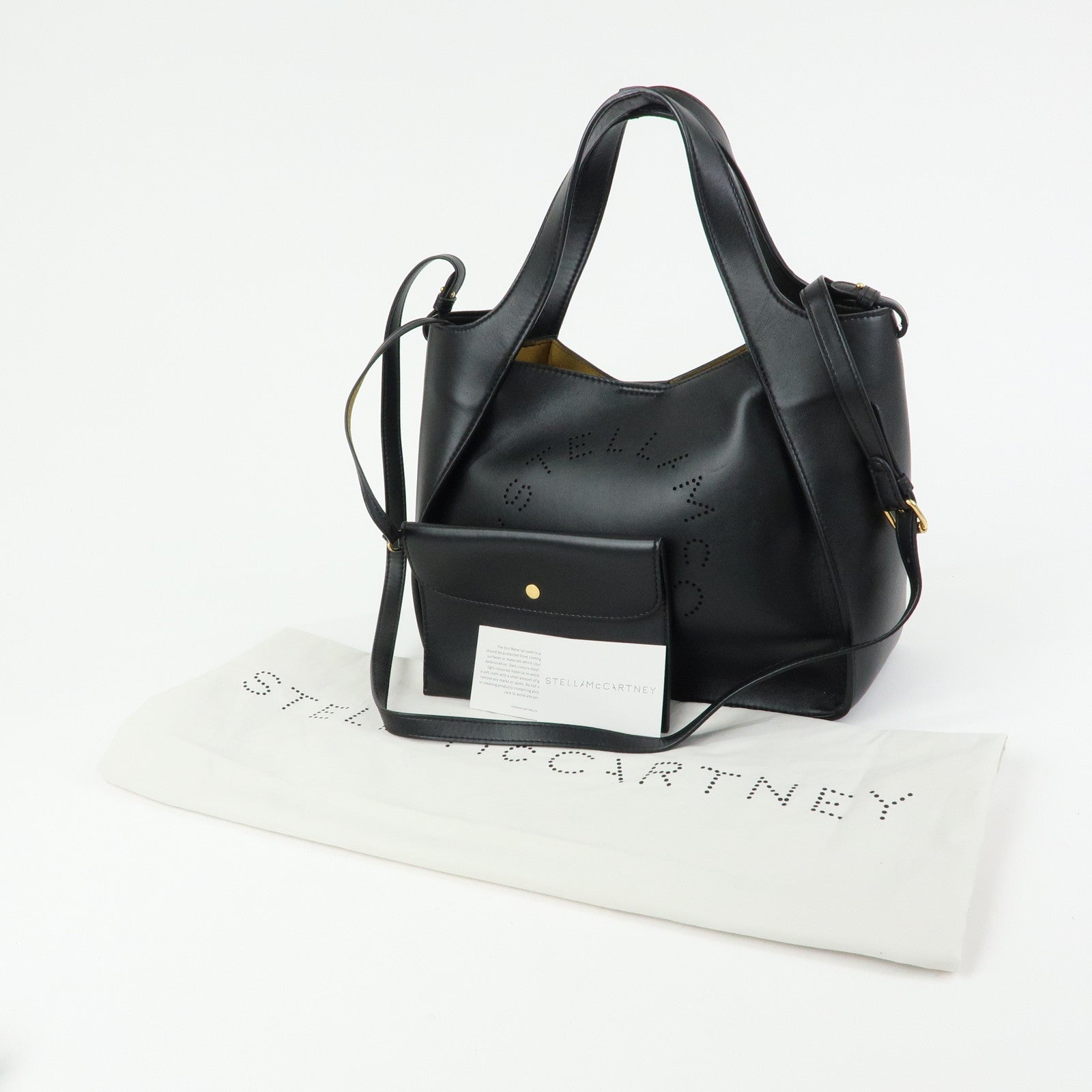 STELLA MCCARTNEY Faux Leather 2Way Shoulder Bag Hand Bag Black