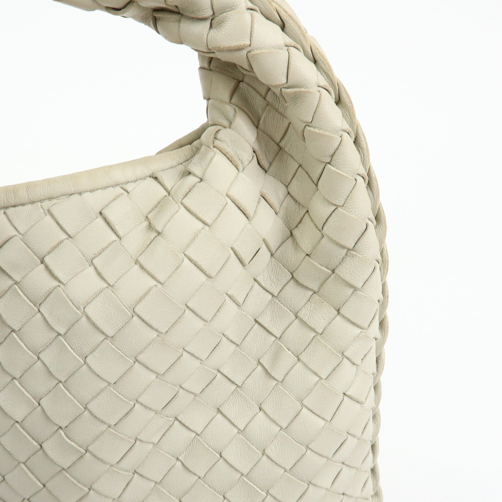 BOTTEGA VENETA Intrecciato Leather Shoulder Bag Hand Bag Ivory