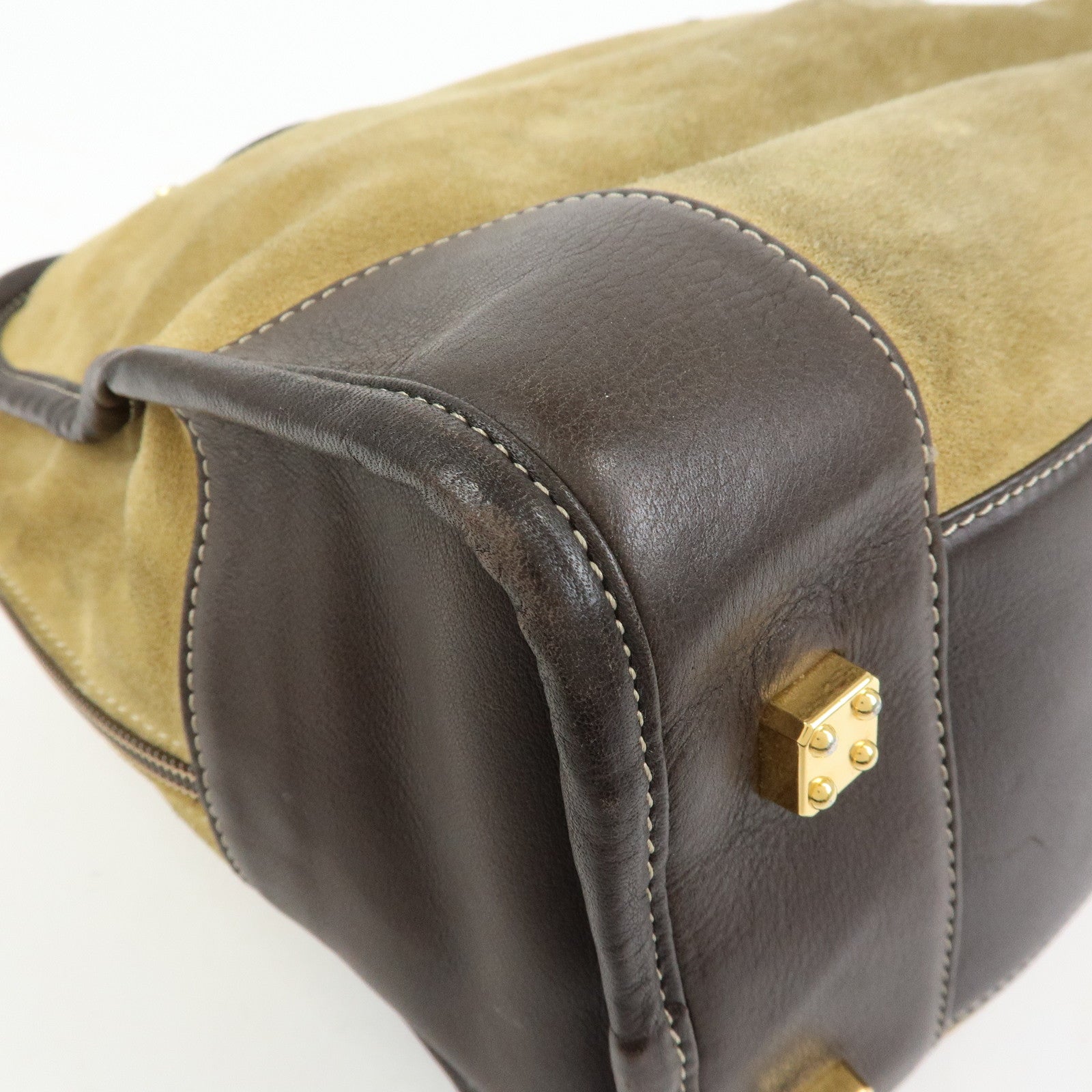 LOEWE Anagram Suede Leather Amazona 32 Hand Bag Boston Bag Brown