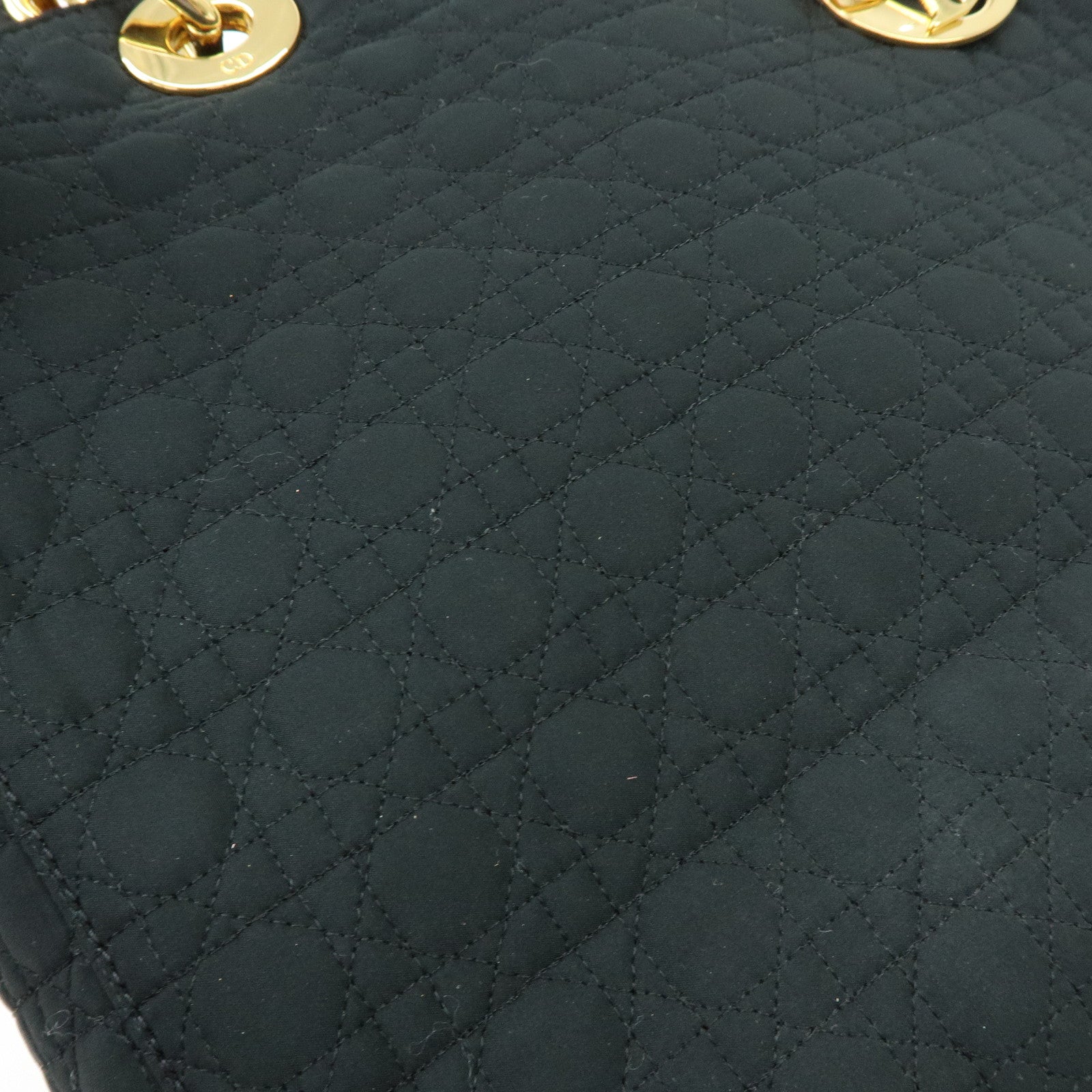 Christian Dior Lady Dior Canage Canvas Tote Bag Hand Bag Black