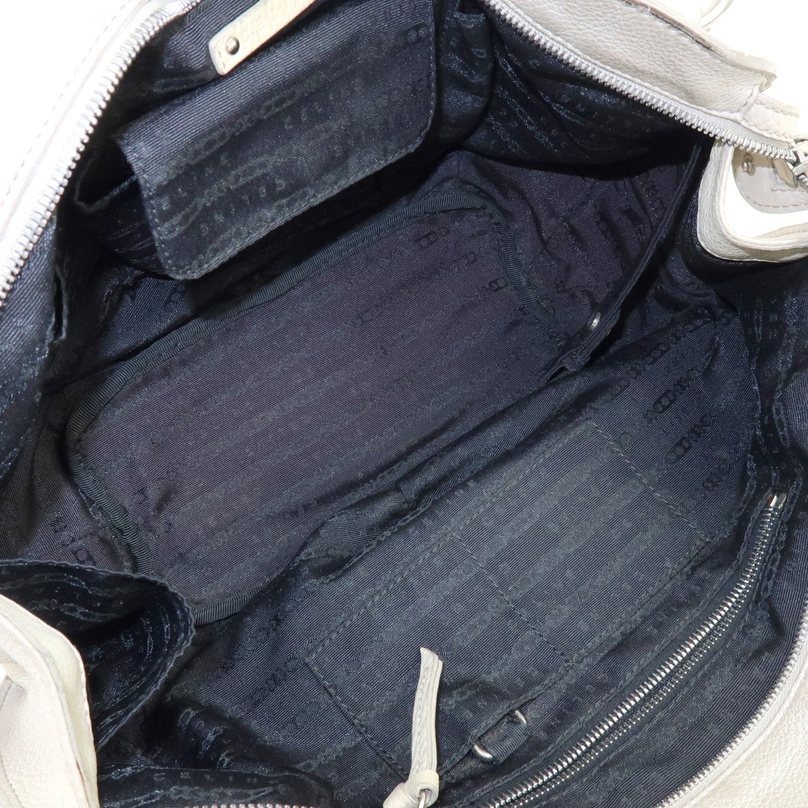 CELINE Bittersweet Leather Shoulder Bag Hand Bag Pearl White