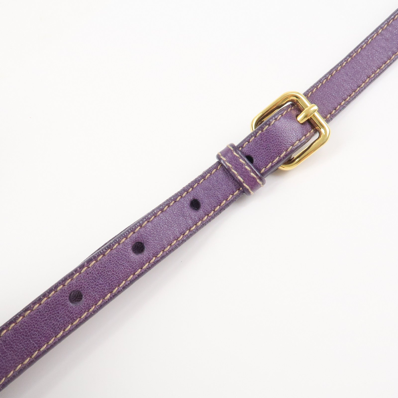 PRADA Logo Nappa Leather Ribbon Mini Shoulder Bag Purple 1NF727