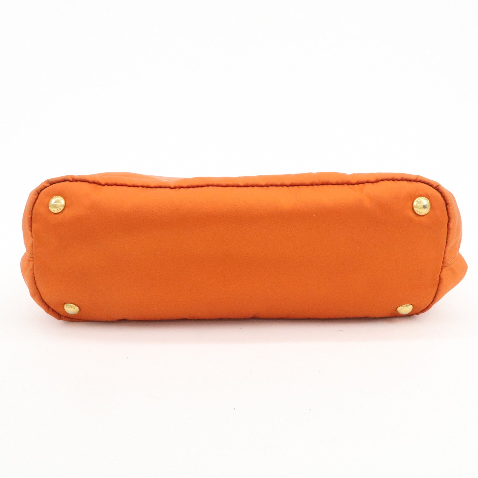 PRADA Nylon Saffiano Leather Tote Bag Hand Bag Orange