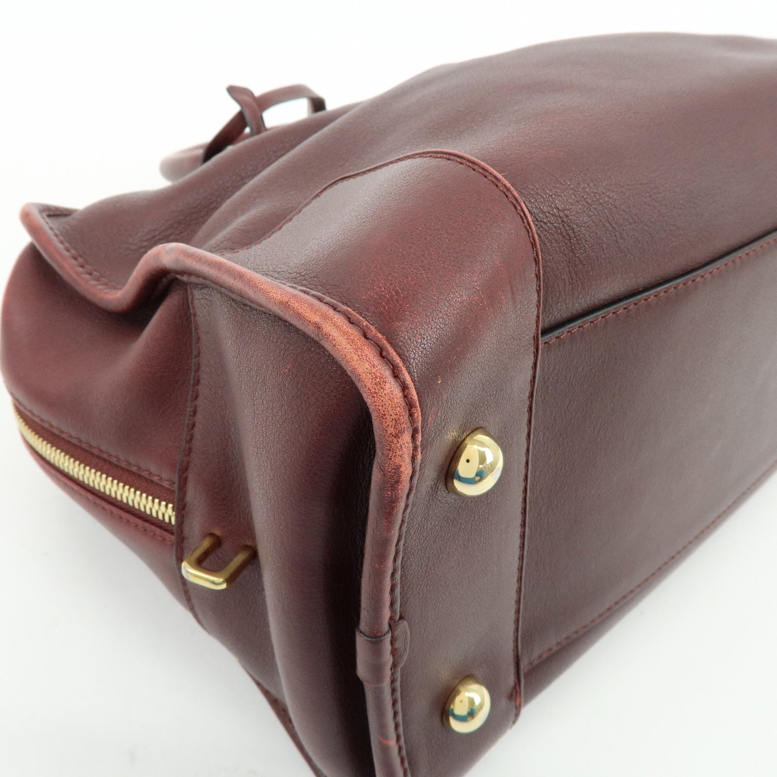 LOEWE Anagram Amazona 36 Calf Leather Hand Bag Boston Bag Wine Red