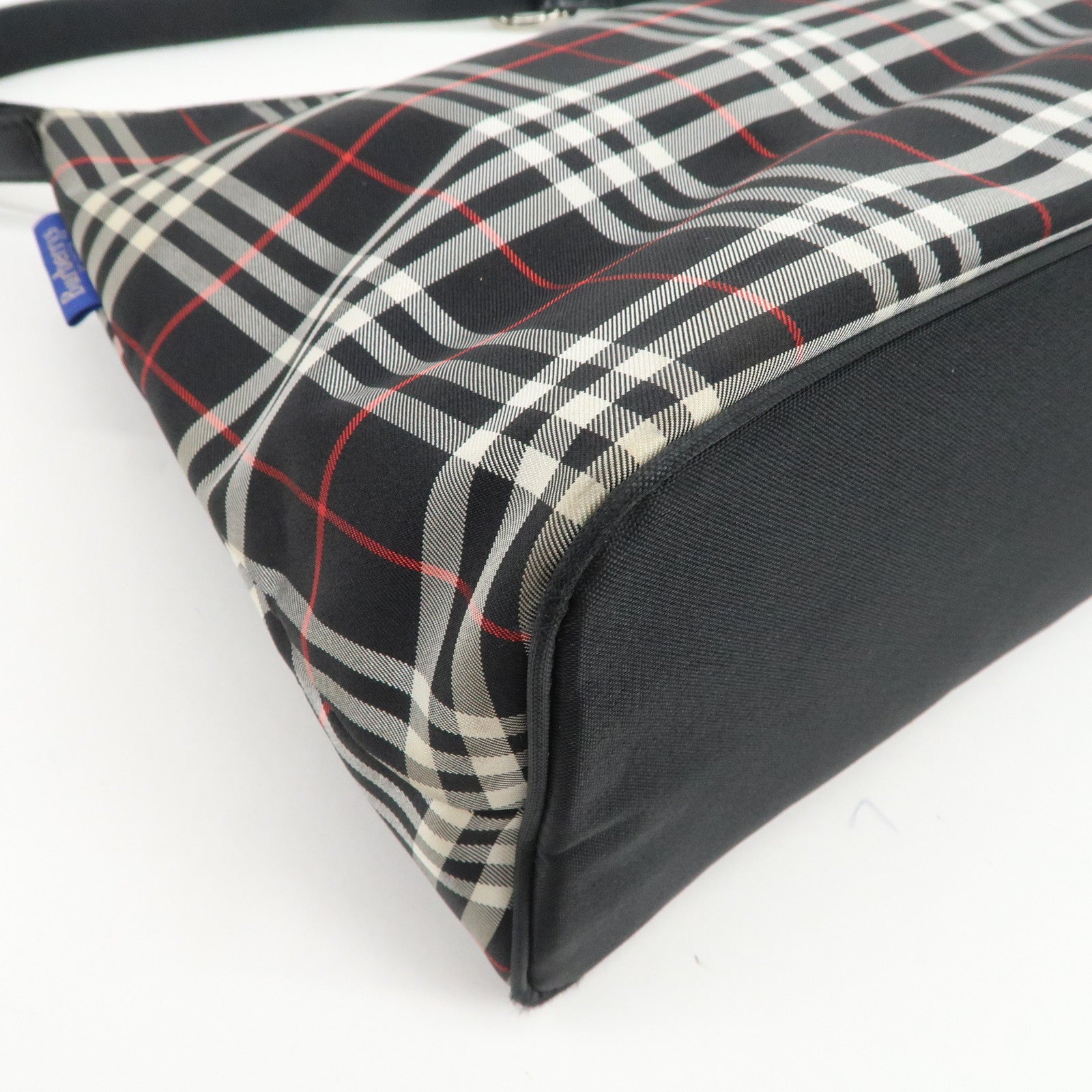BURBERRY Blue Label Nylon Leather Shoulder Bag Nova Plaid Black