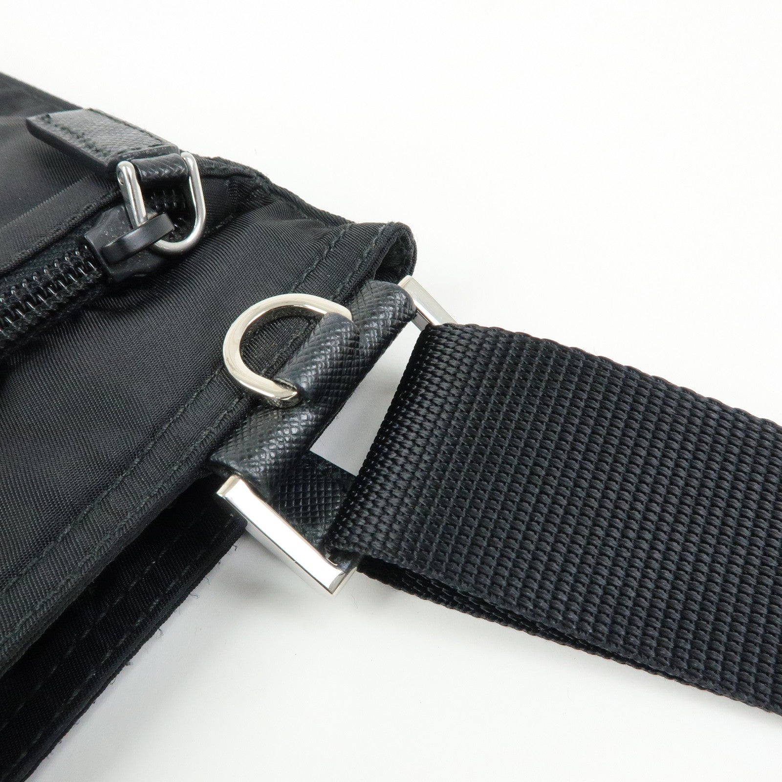 PRADA Triangle Logo Nylon Shoulder Bag Crossbody Bag Black 1BH978