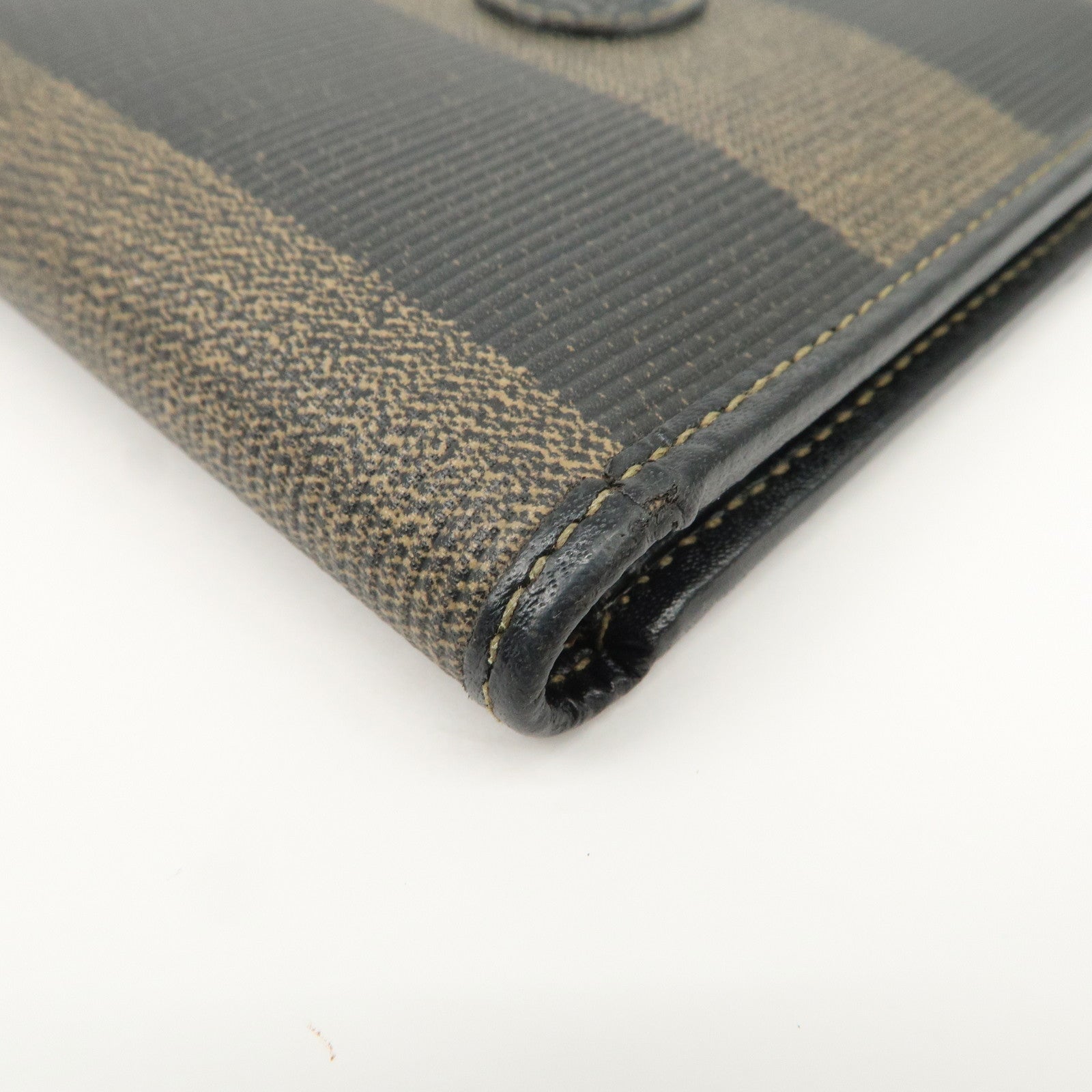 FENDI Set of 2 Pecan Leather PVC Wallet Black Brown 01445-069 30851 Used