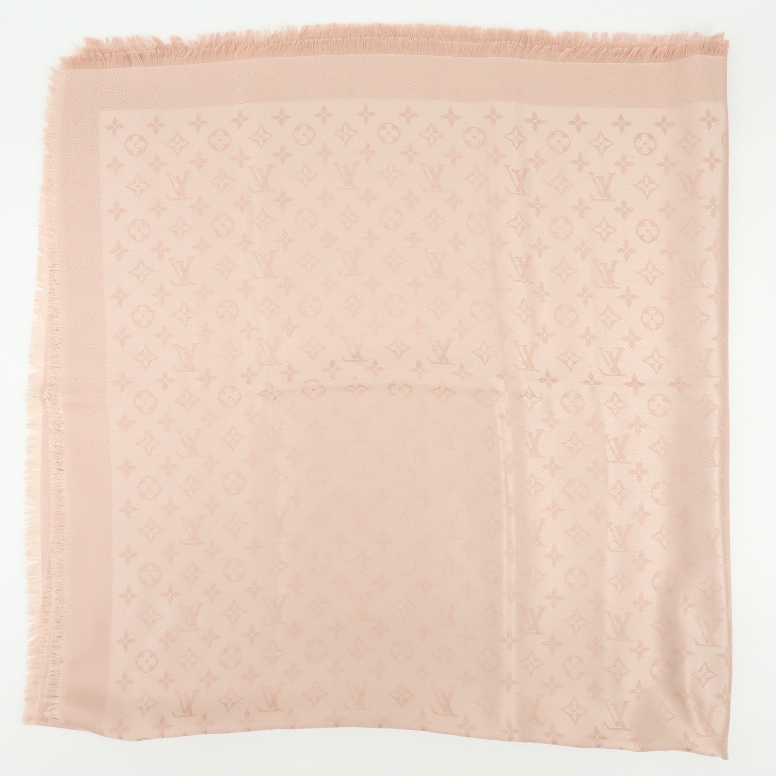 Louis Vuitton Monogram Silk Wool Scarf Shawl Pink M74441