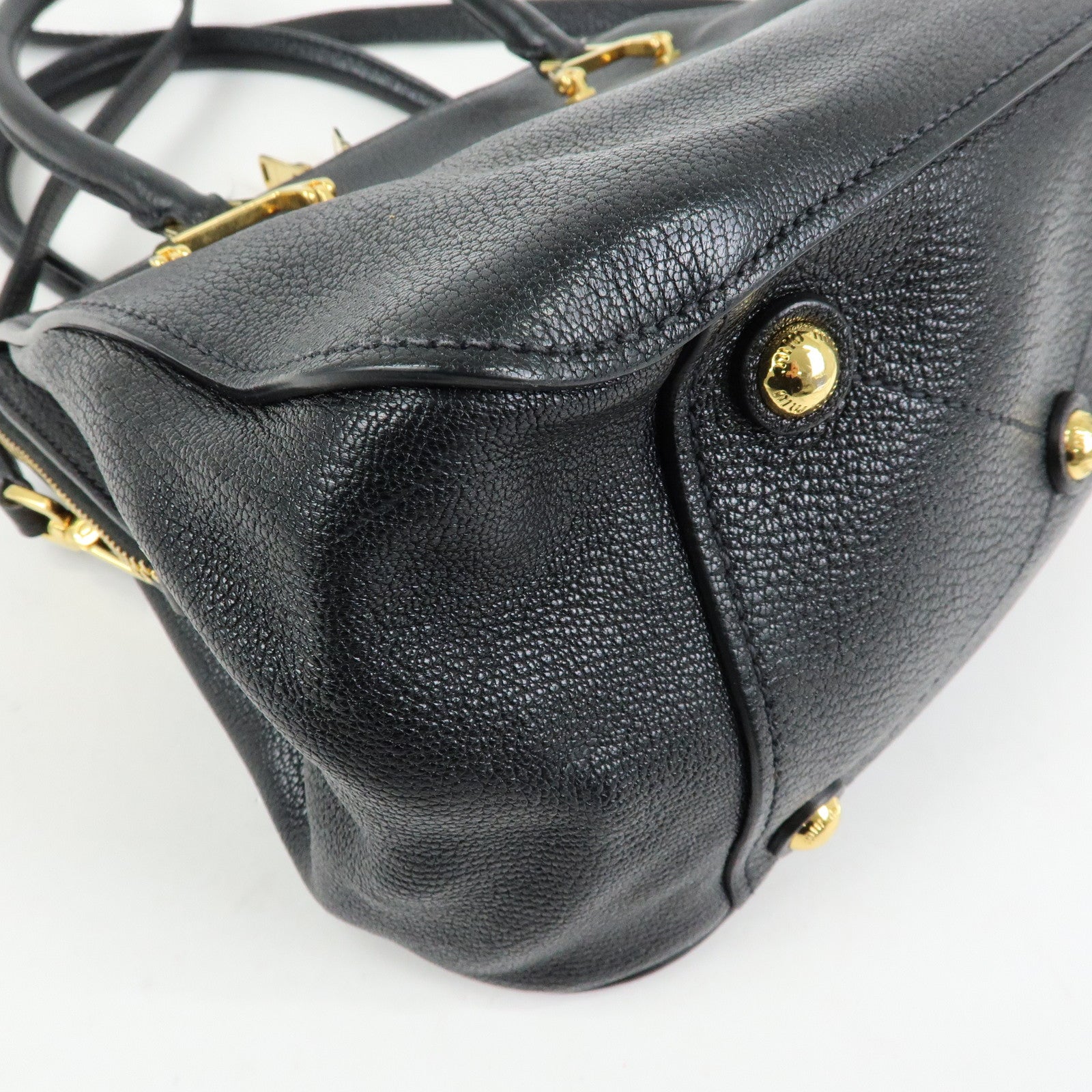 MIU MIU Madras Leather 2Way Bag Hand Bag Shoulder Bag Black