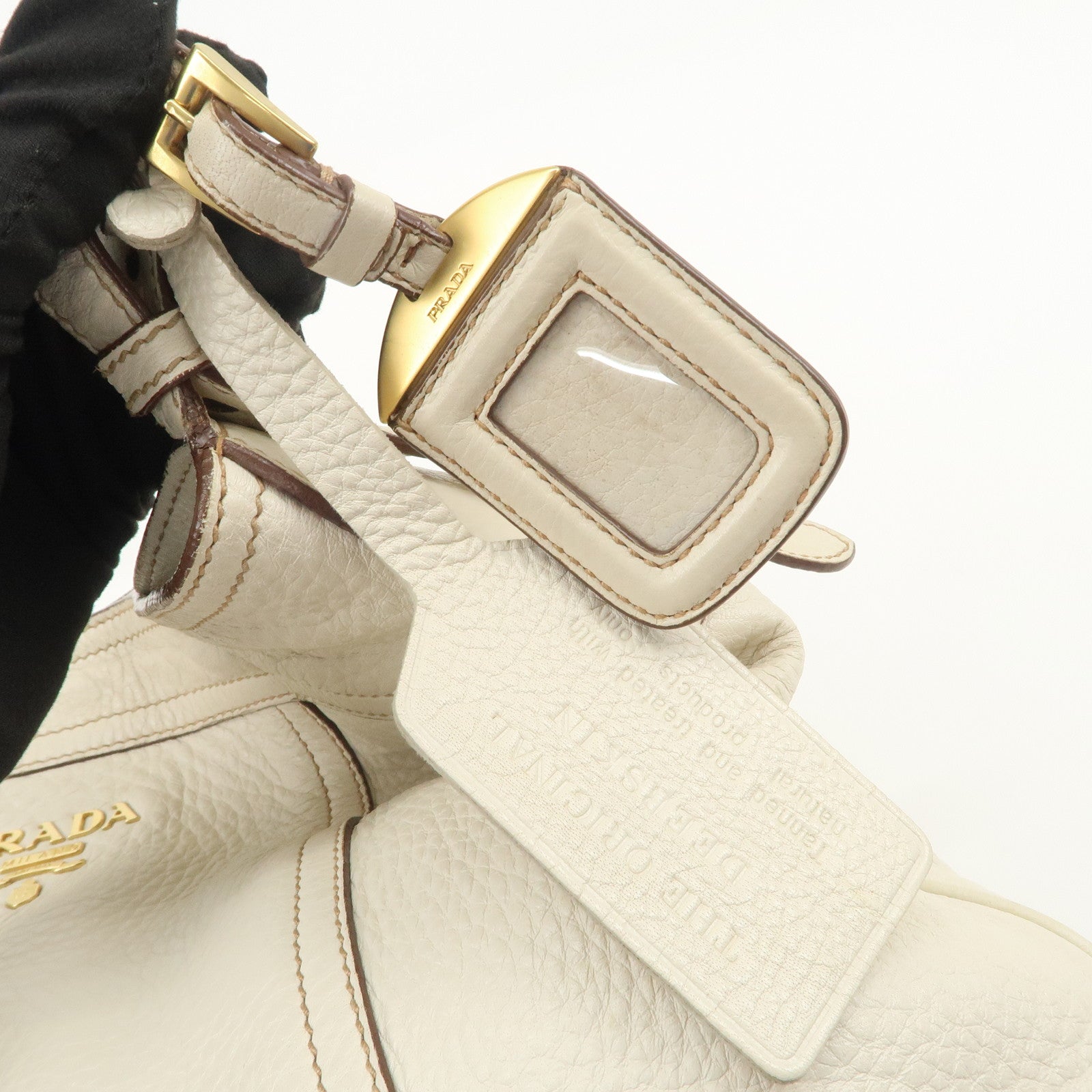 PRADA Logo Shoulder Bag Hand Bag Ivory
