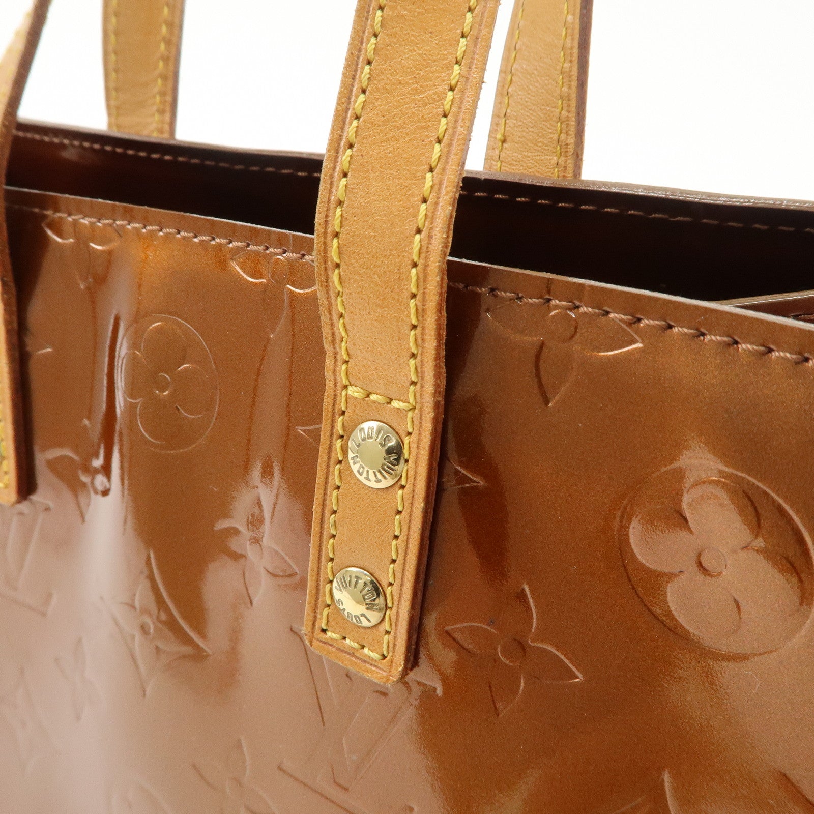 Louis Vuitton Monogram Vernis Lead PM Hand Bag Bronze M91146 Used