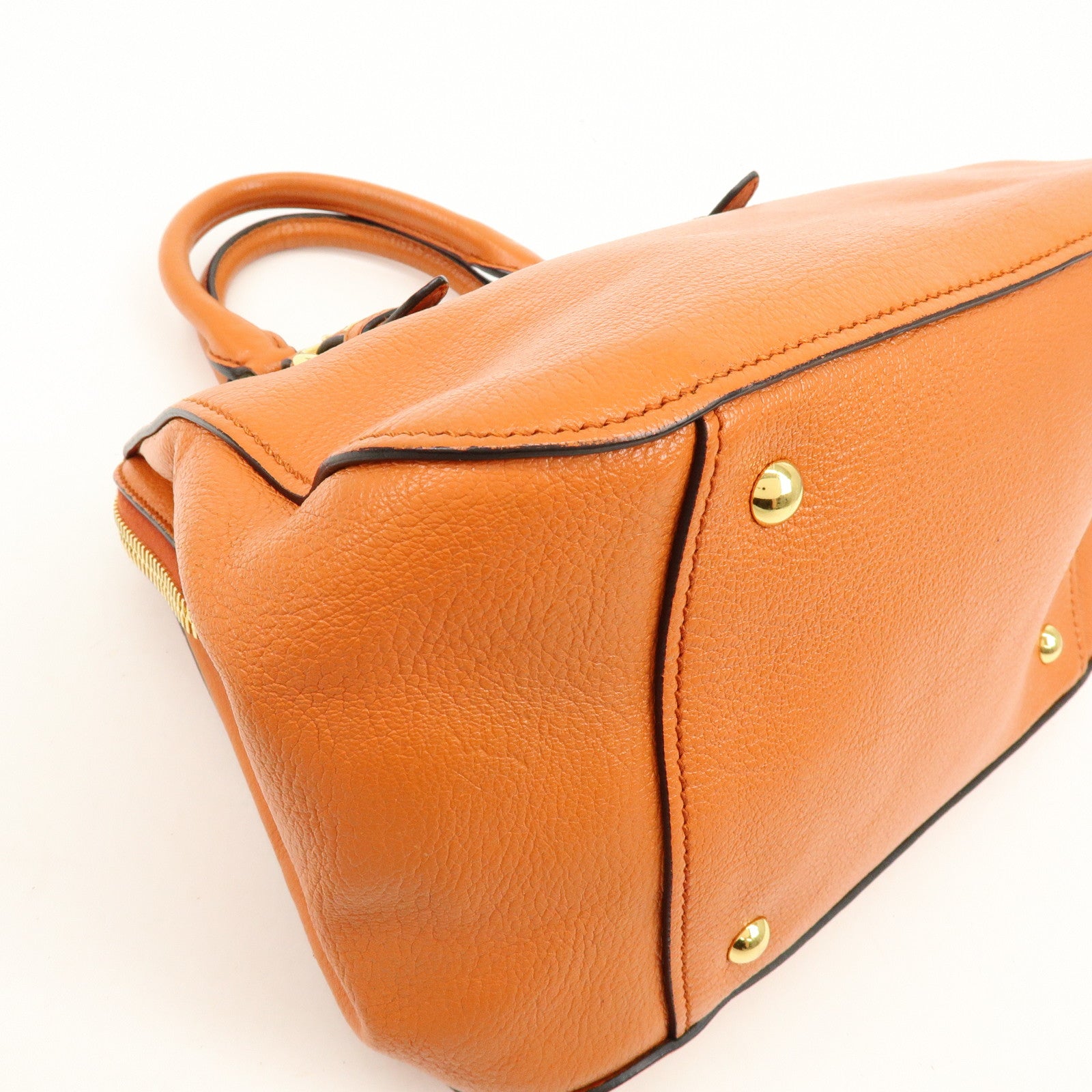 MIU MIU Madras Leather 2Way Bag Hand Bag Shoulder Bag Orange