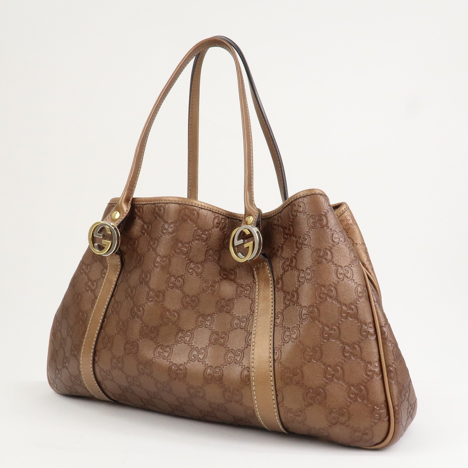 GGUCCI GG Twins Guccissima Leather Tote Bag Bronze 232957