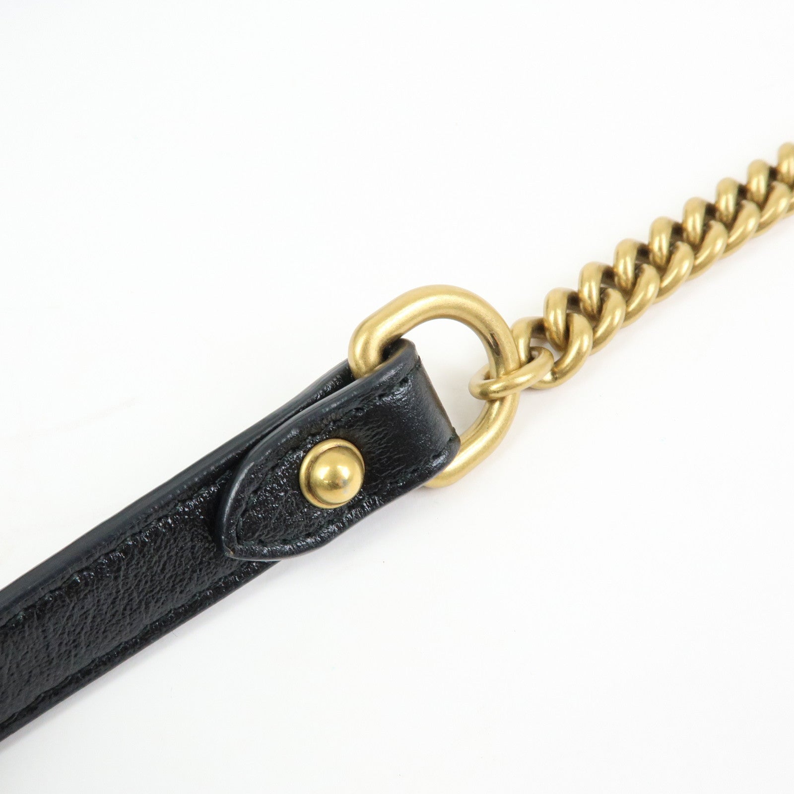 GUCCI GG Marmont Leather Chain Shoulder Bag Black Beige 550154