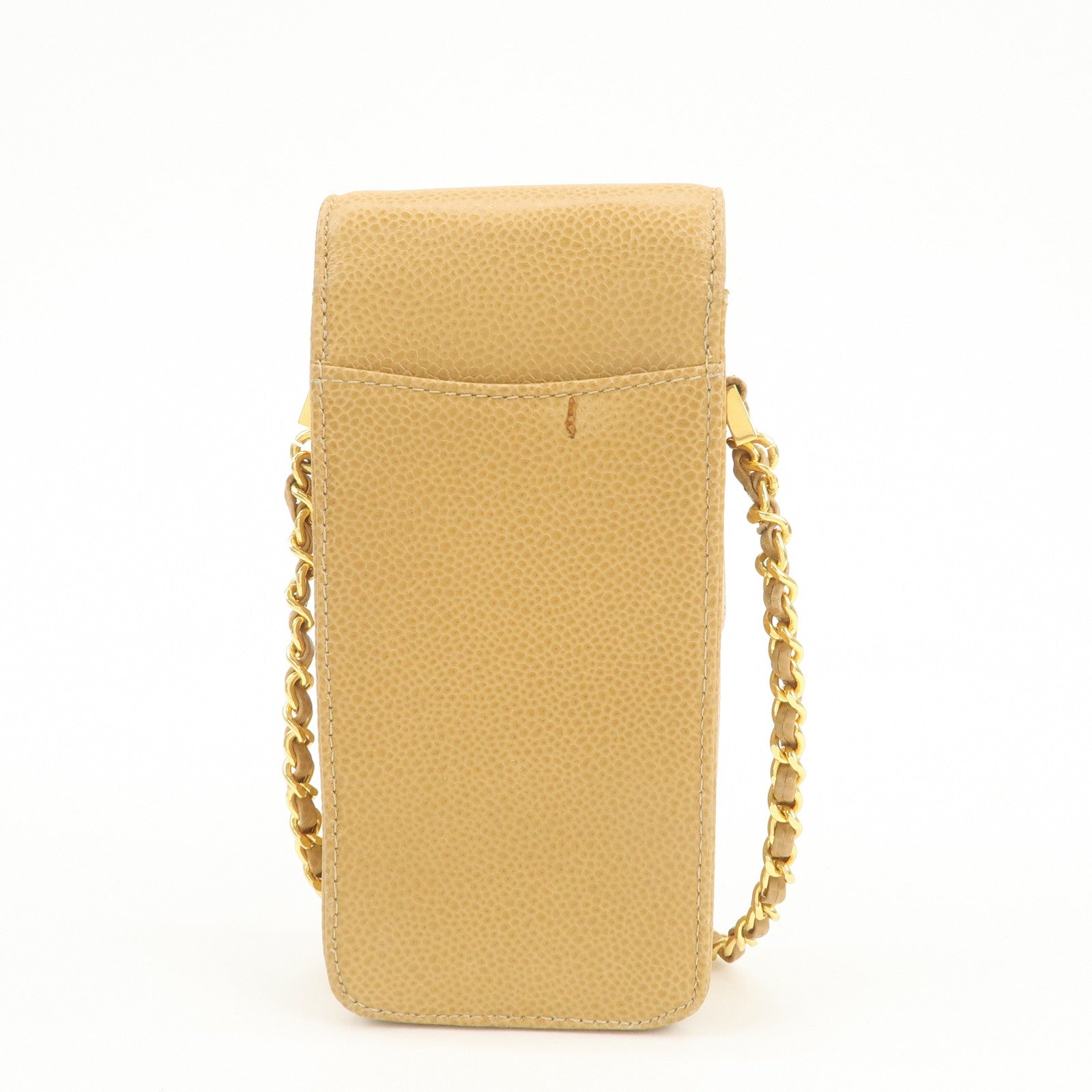 CHANEL COCO Mark Chain Shoulder Bag Phone Case Light Brown