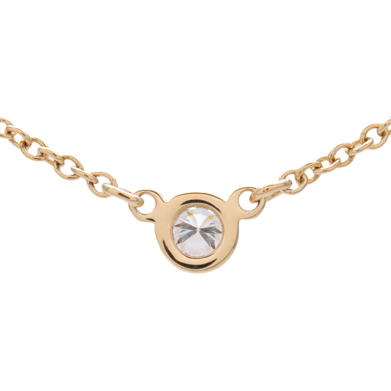 Tiffany & Co By The Yard 1P Diamond Necklace K18 750YG Yellow Gold