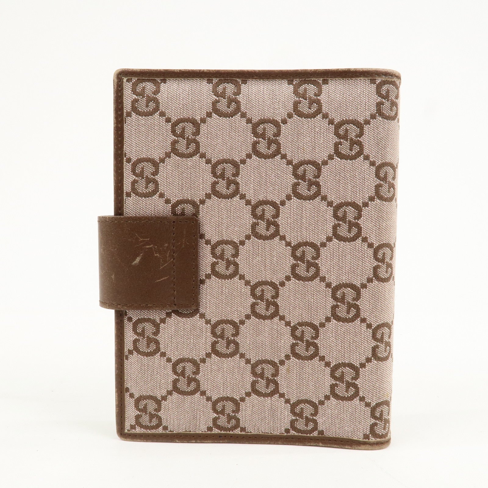 GUCCI GG Canvas Leather Agenda Cover Pink Brown 031.3661.1069