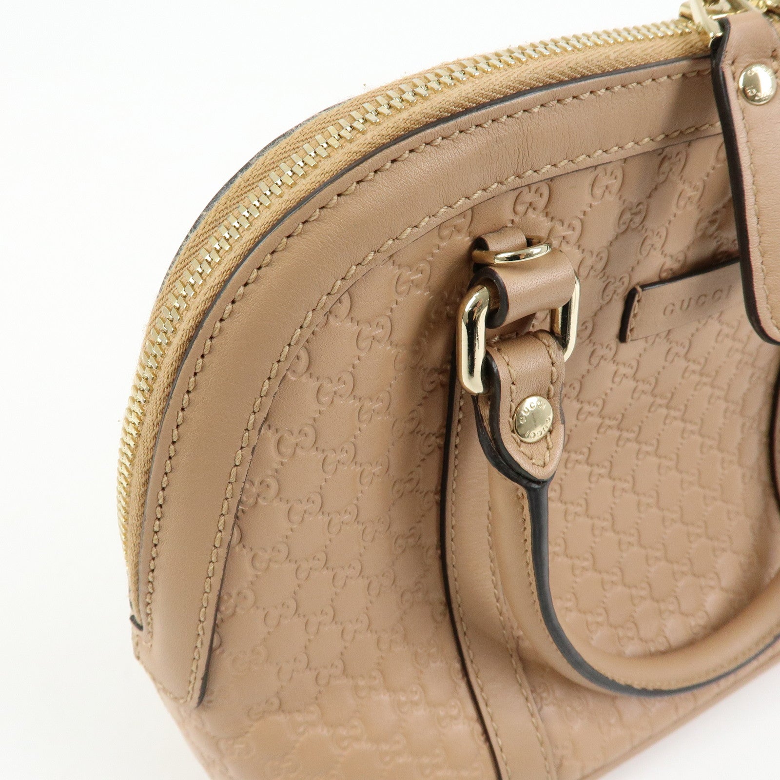GUCCI Microguccissima Leather 2Way Bag Hand Bag Beige 449654