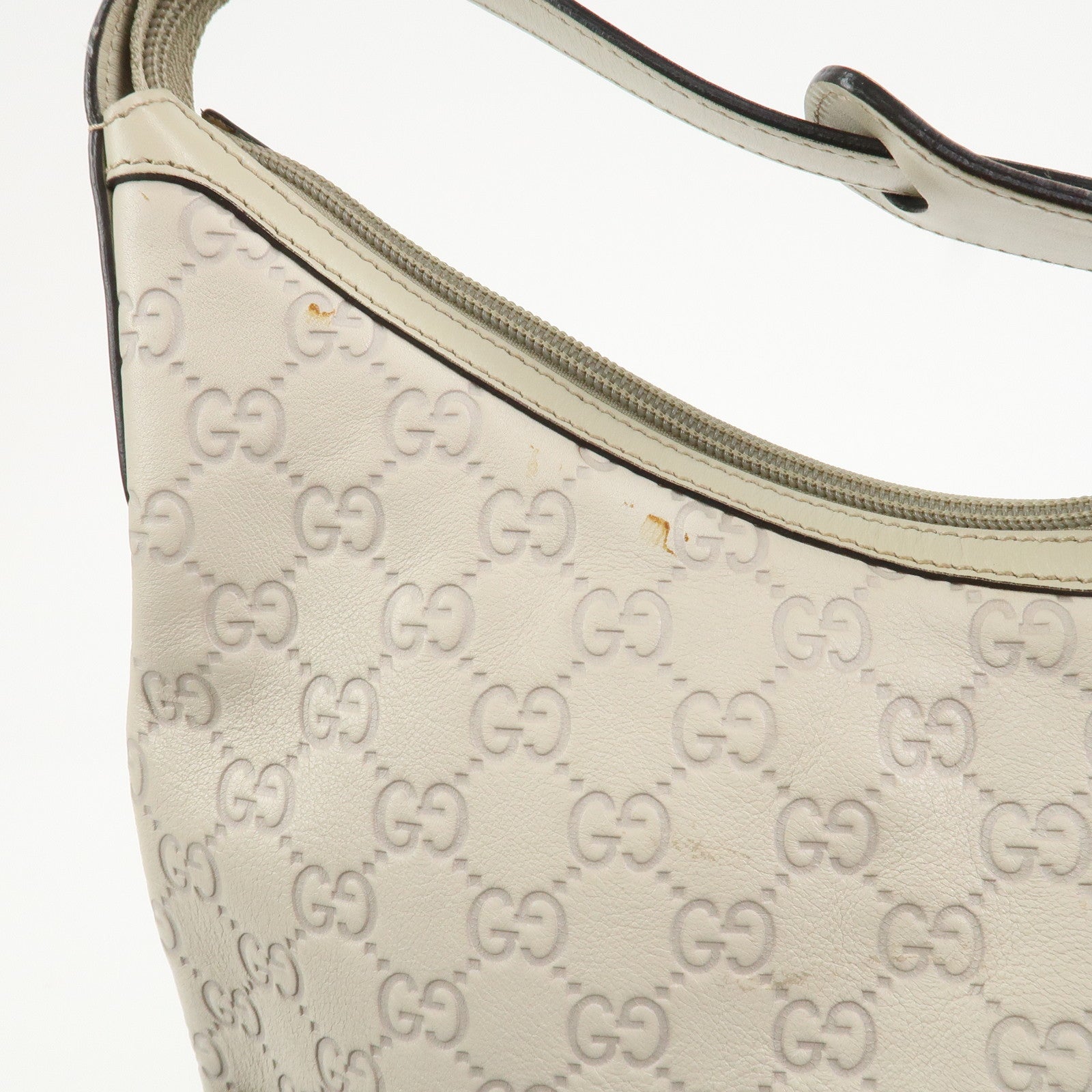 GUCCI Sherry Guccissima Leather Shoulder Bag Ivory 293596