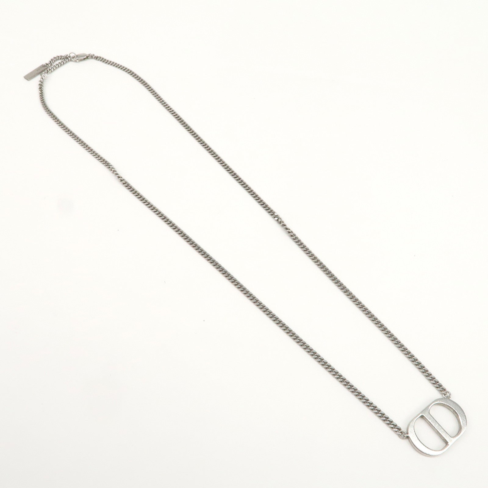 Christian Dior CD Logo Metal SV925 Necklace Silver