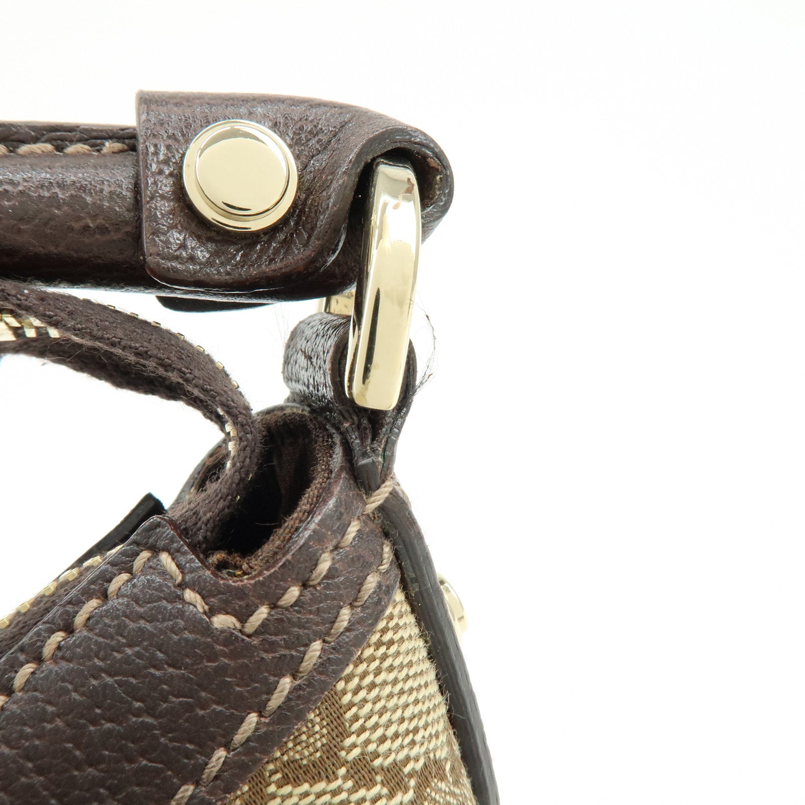 GUCCI Abbey GG Canvas Leather Front Pocket Shoulder Bag 153025