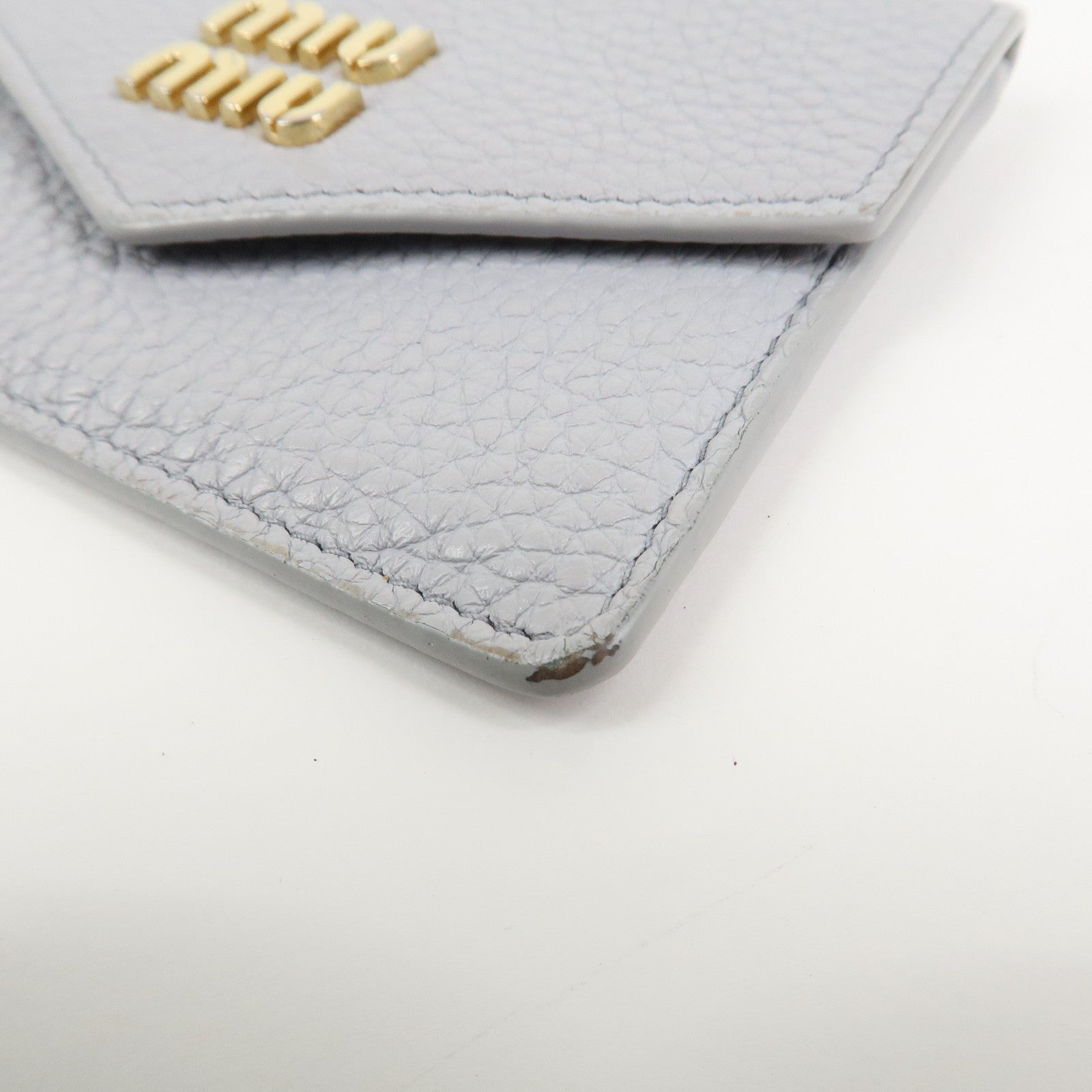 MIU MIU Vitello Daino Leather Card Case Light Blue 5MF031